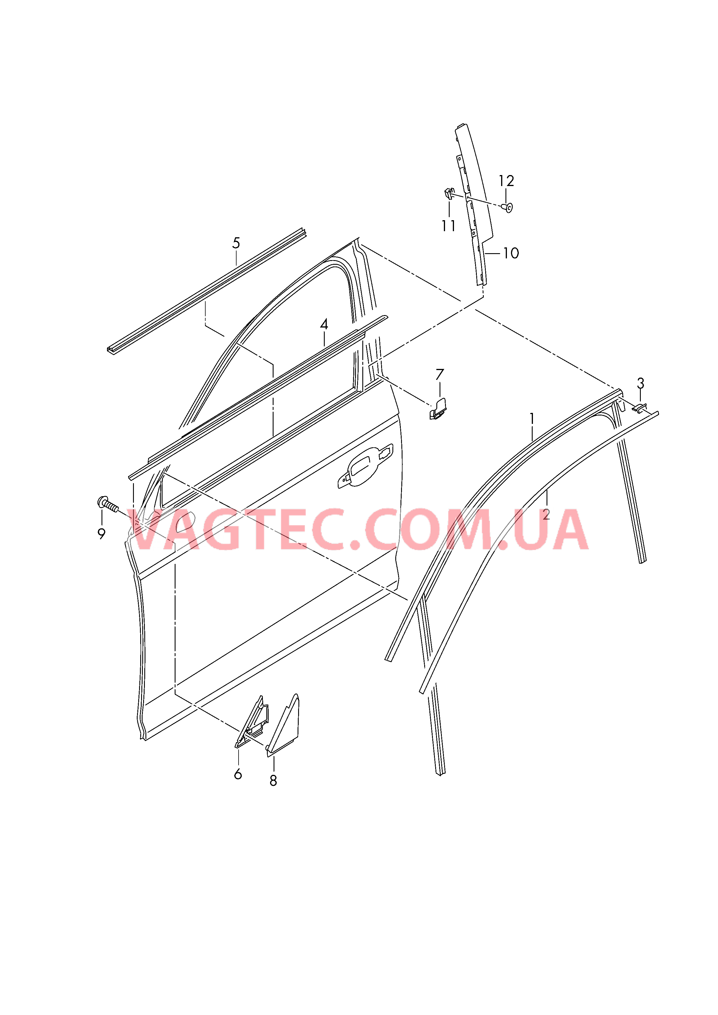 направляющая стекла Уплотнитель двери Накладка, угловая Накладка для стойки В  для AUDI A4 2016