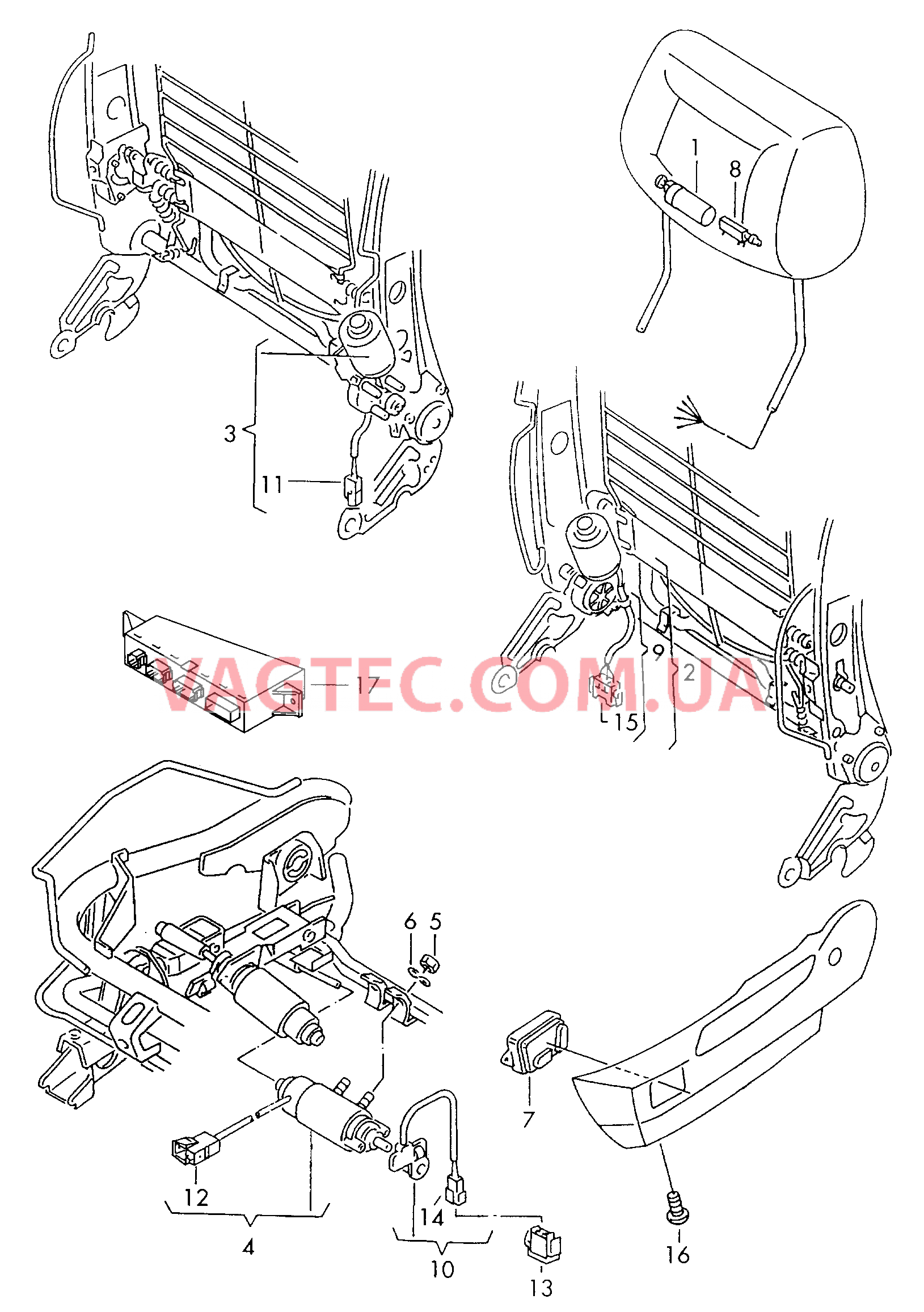  VW РASSAT Электрические компоненты регулировки сиденья и спинки   F             >> 3B-W-210 000* для VOLKSWAGEN Passat 2000