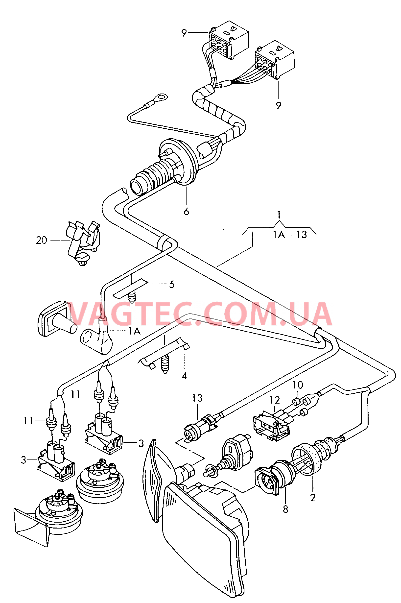 Жгут проводов освещения  для AUDI RS4 2000