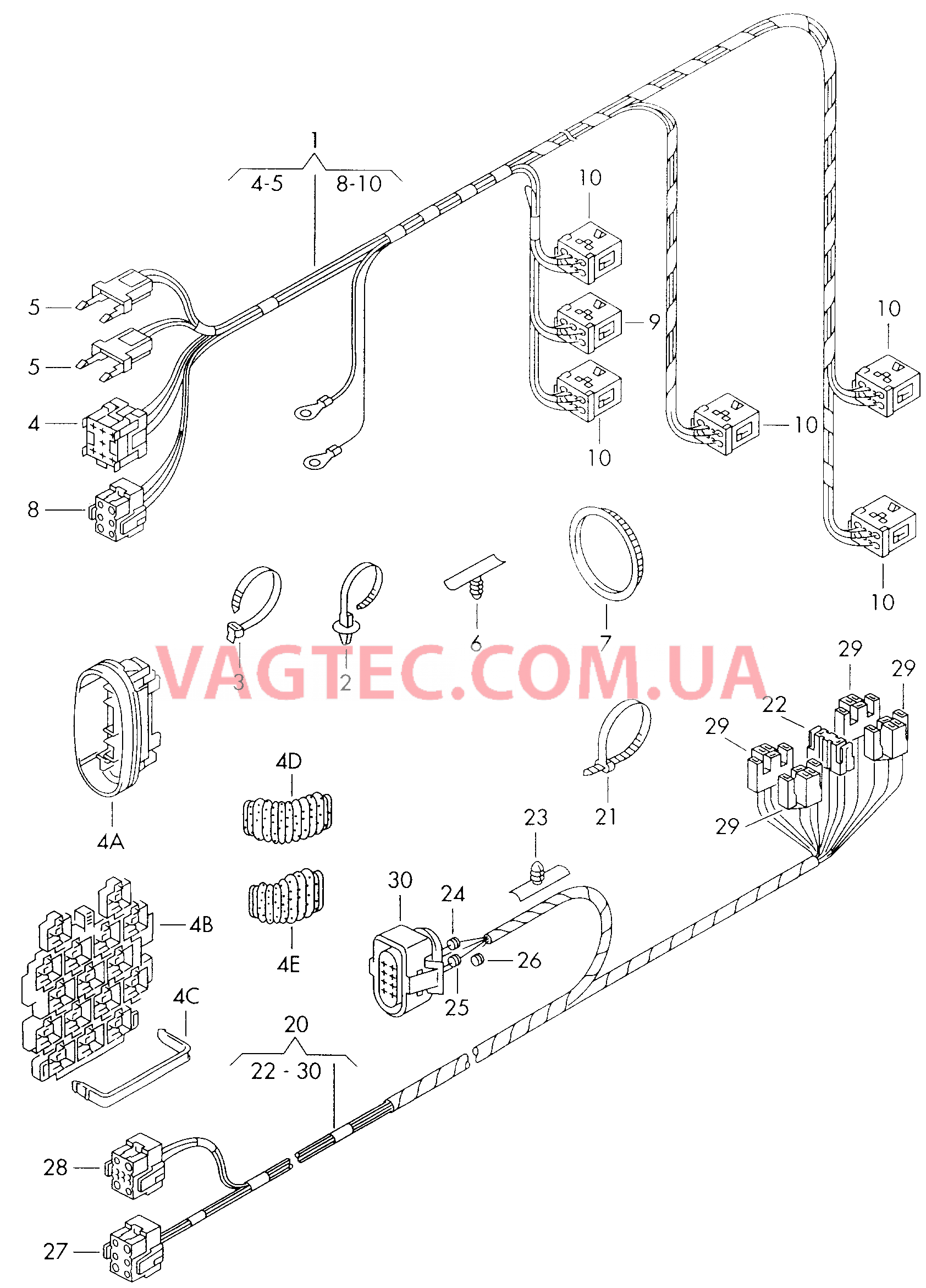 Жгут проводов стеклоподъемника Кабель-адаптер Выключатель электростеклоподъемника  для AUDI A4Q 2001