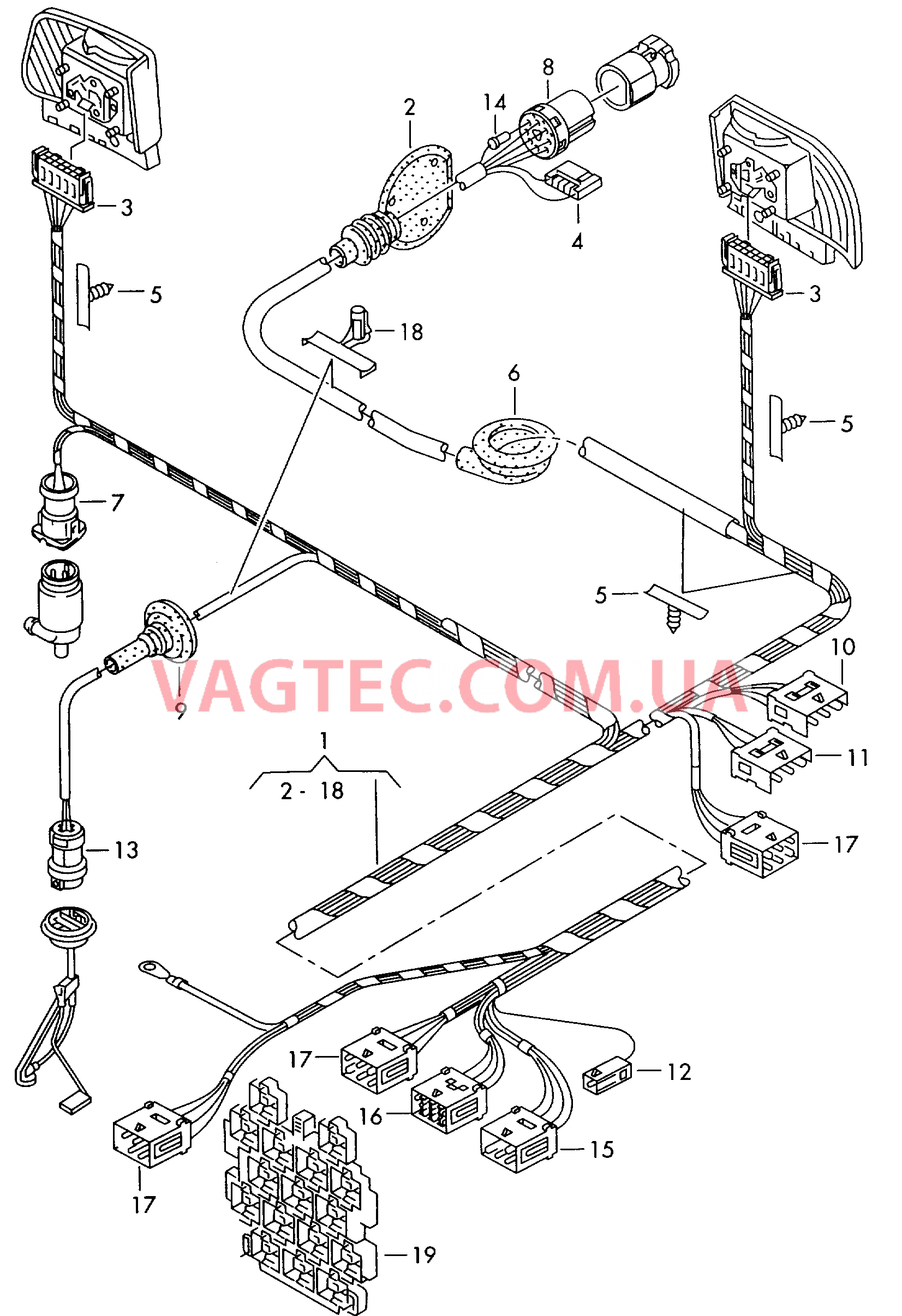 Жгут проводов задний  для AUDI RS4 2000