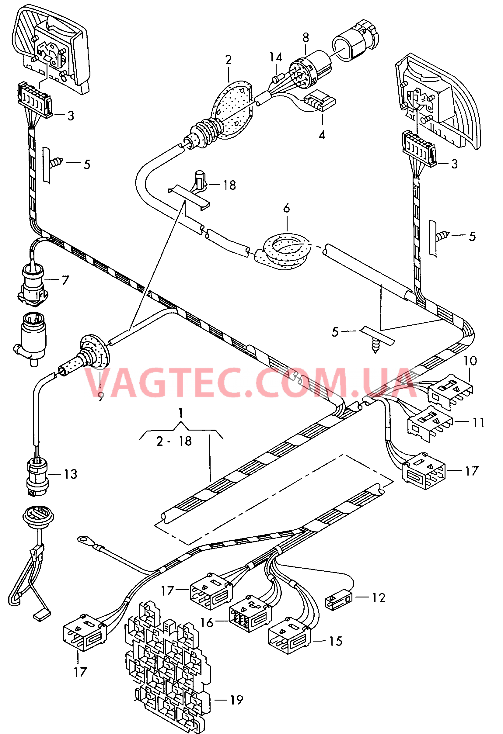 Жгут проводов задний  для AUDI A4Q 2001