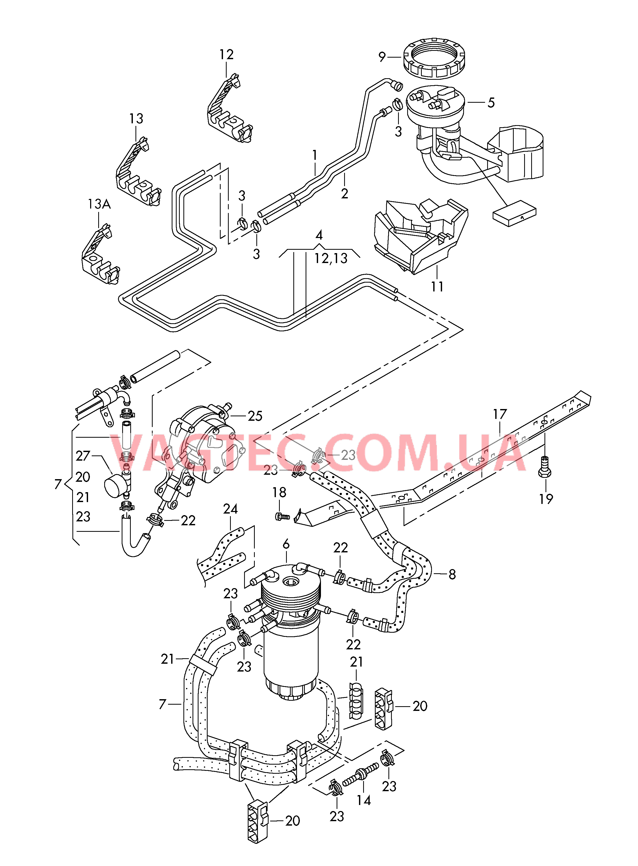 Топливопровод Охлаждение топлива F             >> 3B-2-450 000* для VOLKSWAGEN Passat 2001