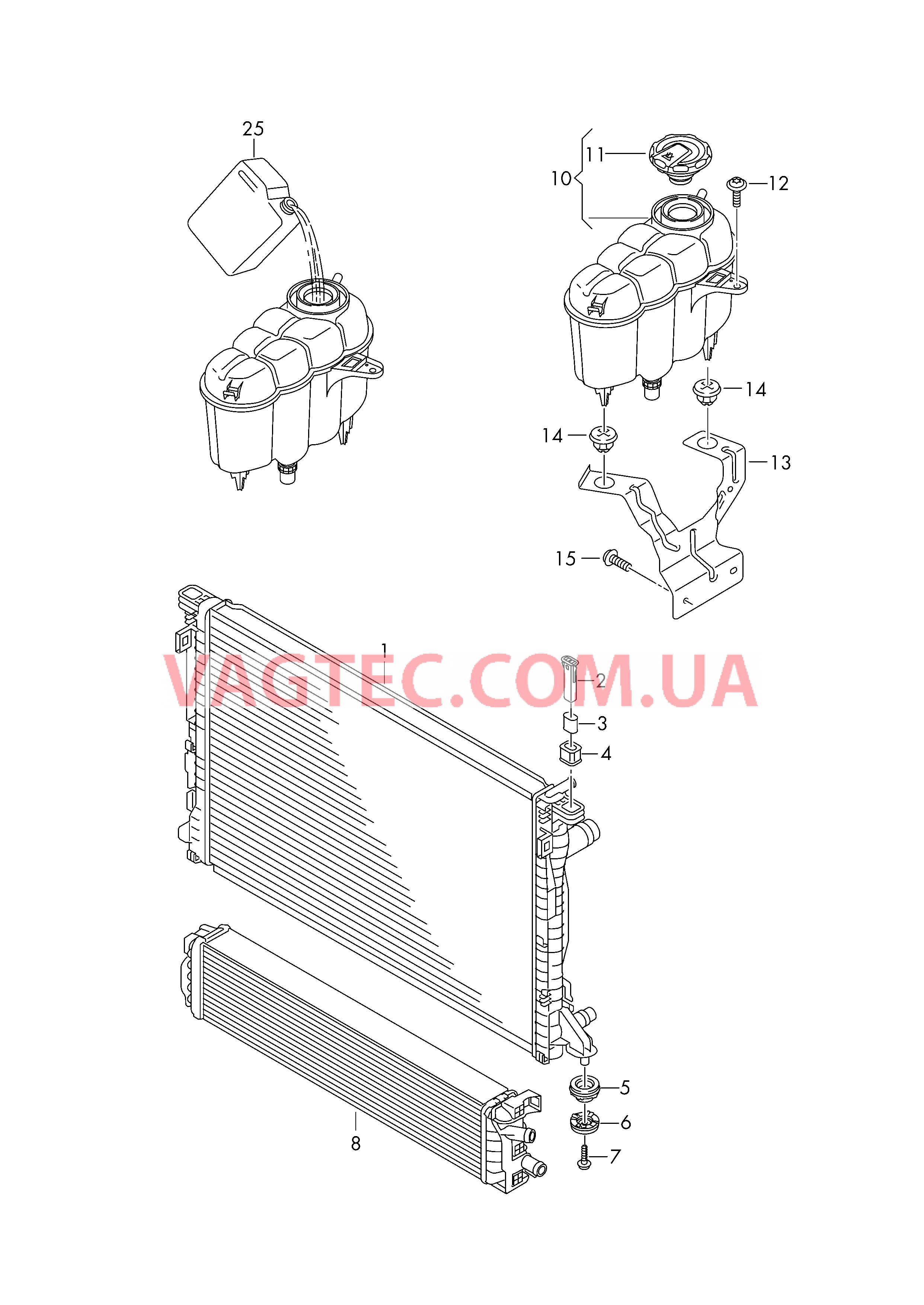 Радиатор охлаждающей жидкости Бачок, компенсационный Дополнительный радиатор ОЖ Детали не в сборе  для AUDI A4Q 2017