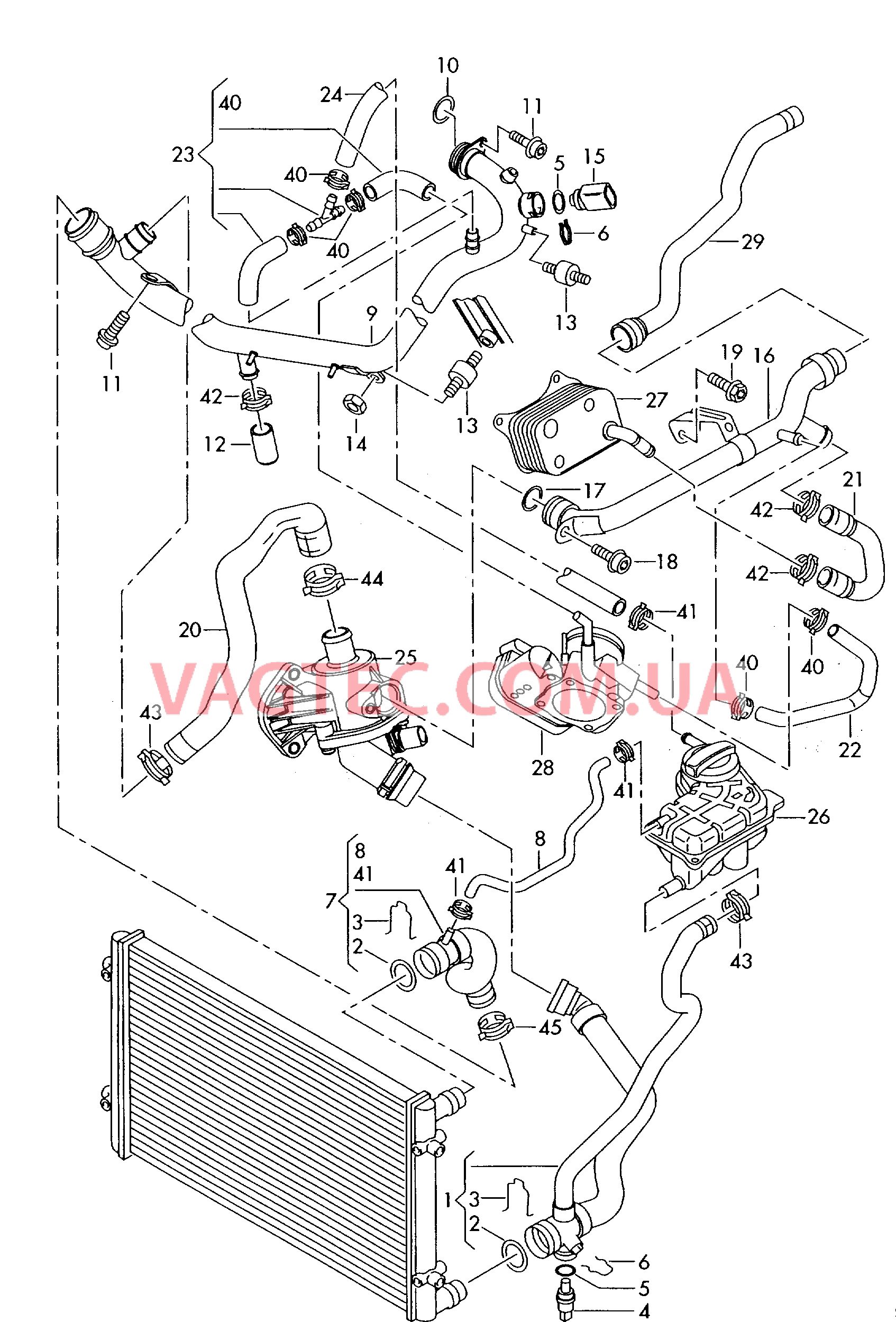 Жидкостное охлаждение  для AUDI A4 2003