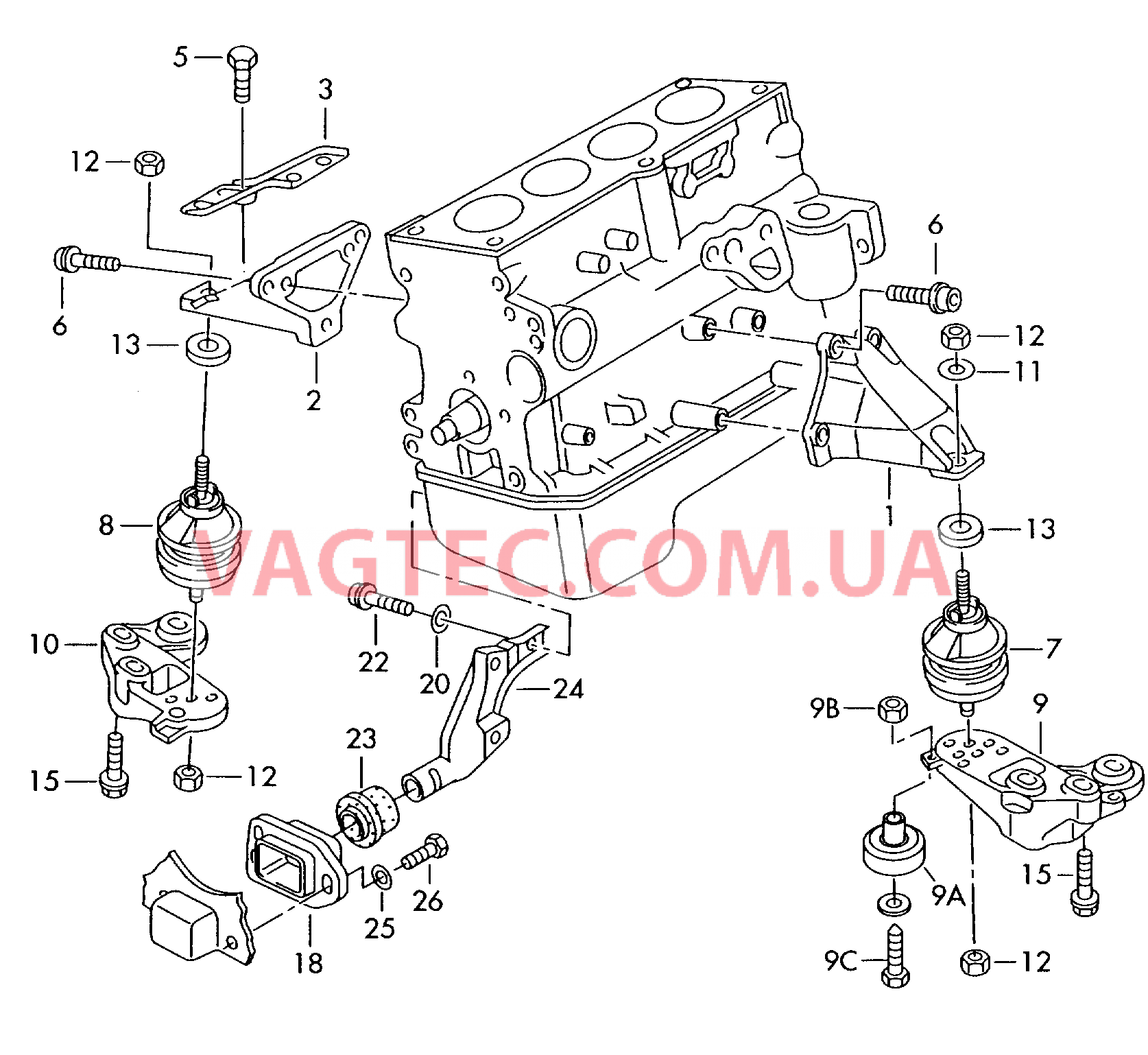 Детали крепежные для двигателя  для AUDI A4Q 2001-1