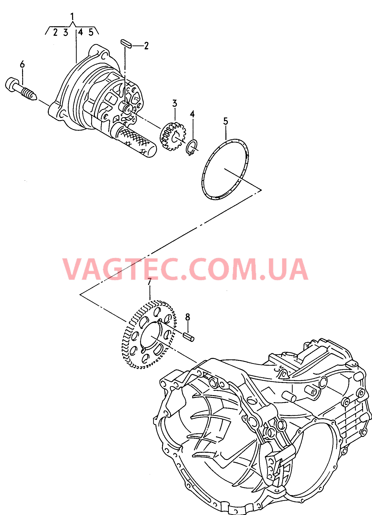 Насос, масляный 6-ступ. механическая КП для полного привода  для AUDI A4 2001-1