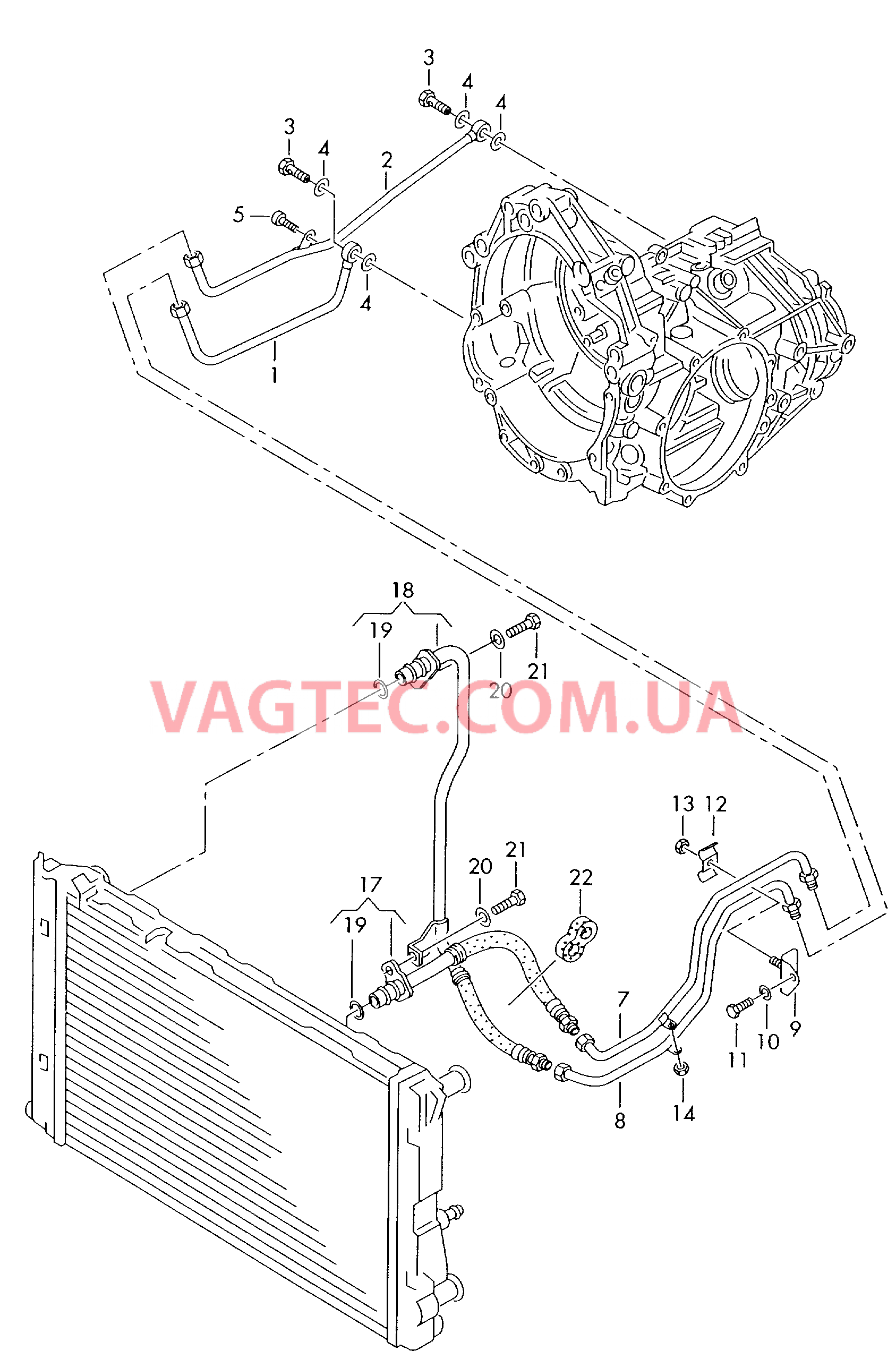 Напорный маслопровод для охлаждения масла коробки передач  6-ступ. механическая КП для полного привода  для AUDI A4 2005