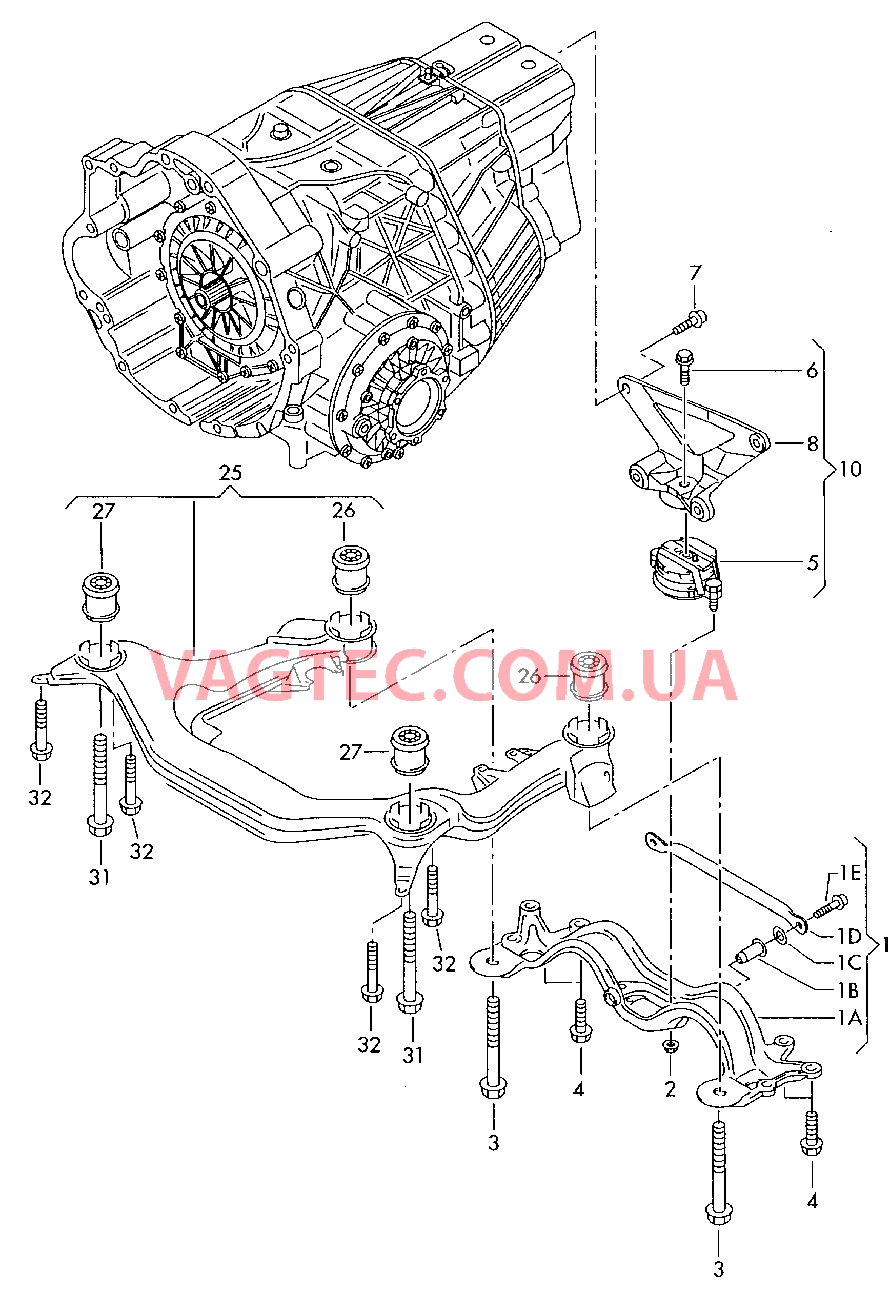 Детали крепежные для КП для бесступенчатой АКП F 8E-4-000 001>> для AUDI A4Q 2003