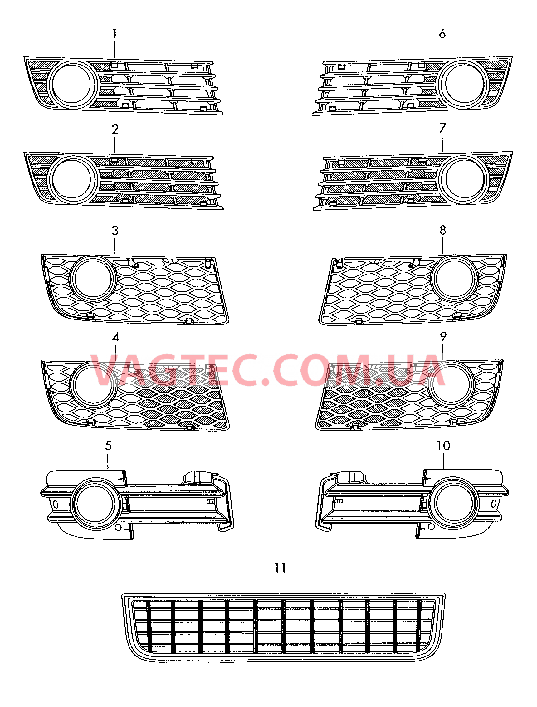 Решетка, воздухонаправляющая  для AUDI A4 2004