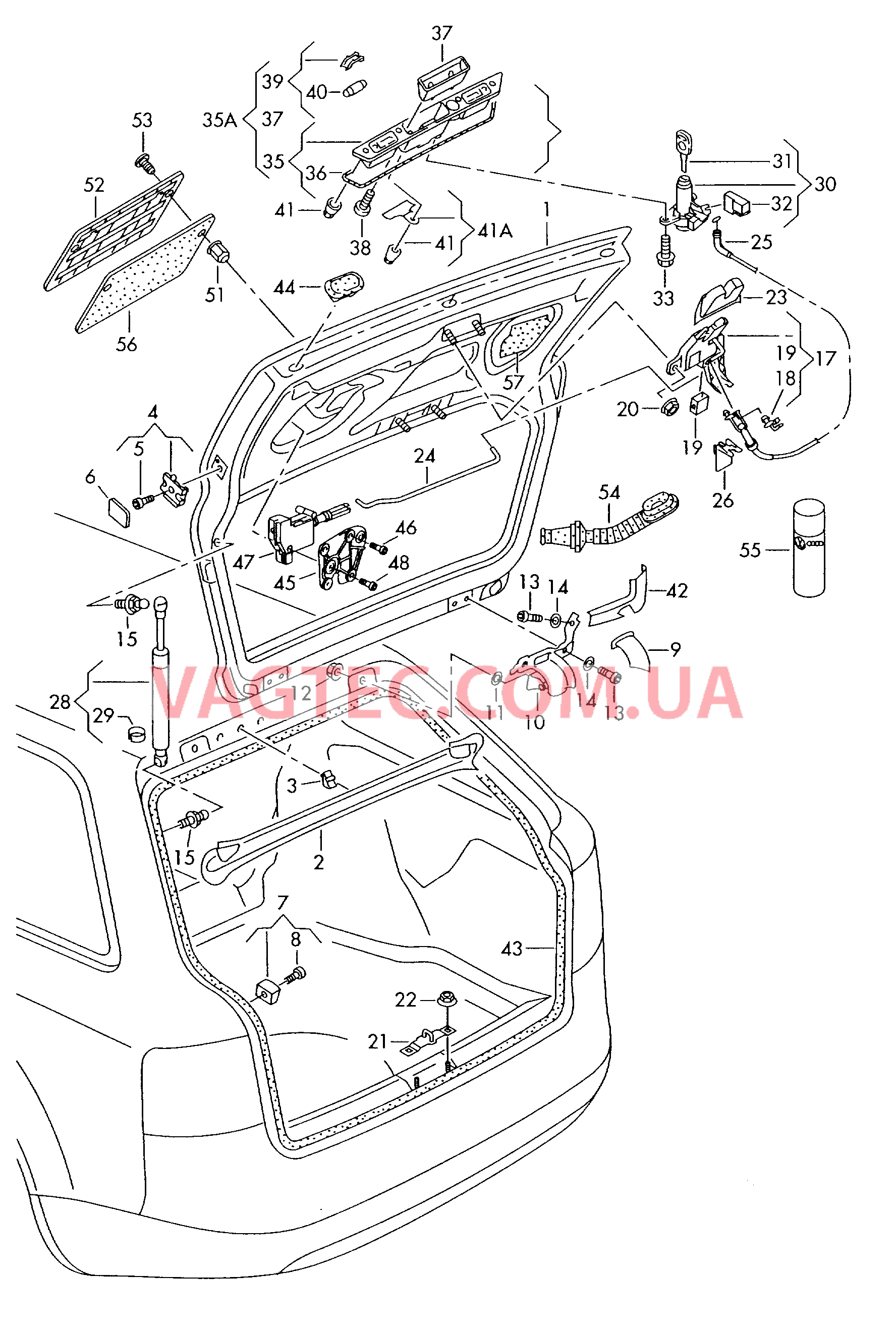 Крышка багажного отсека Замок  для AUDI A4 2003