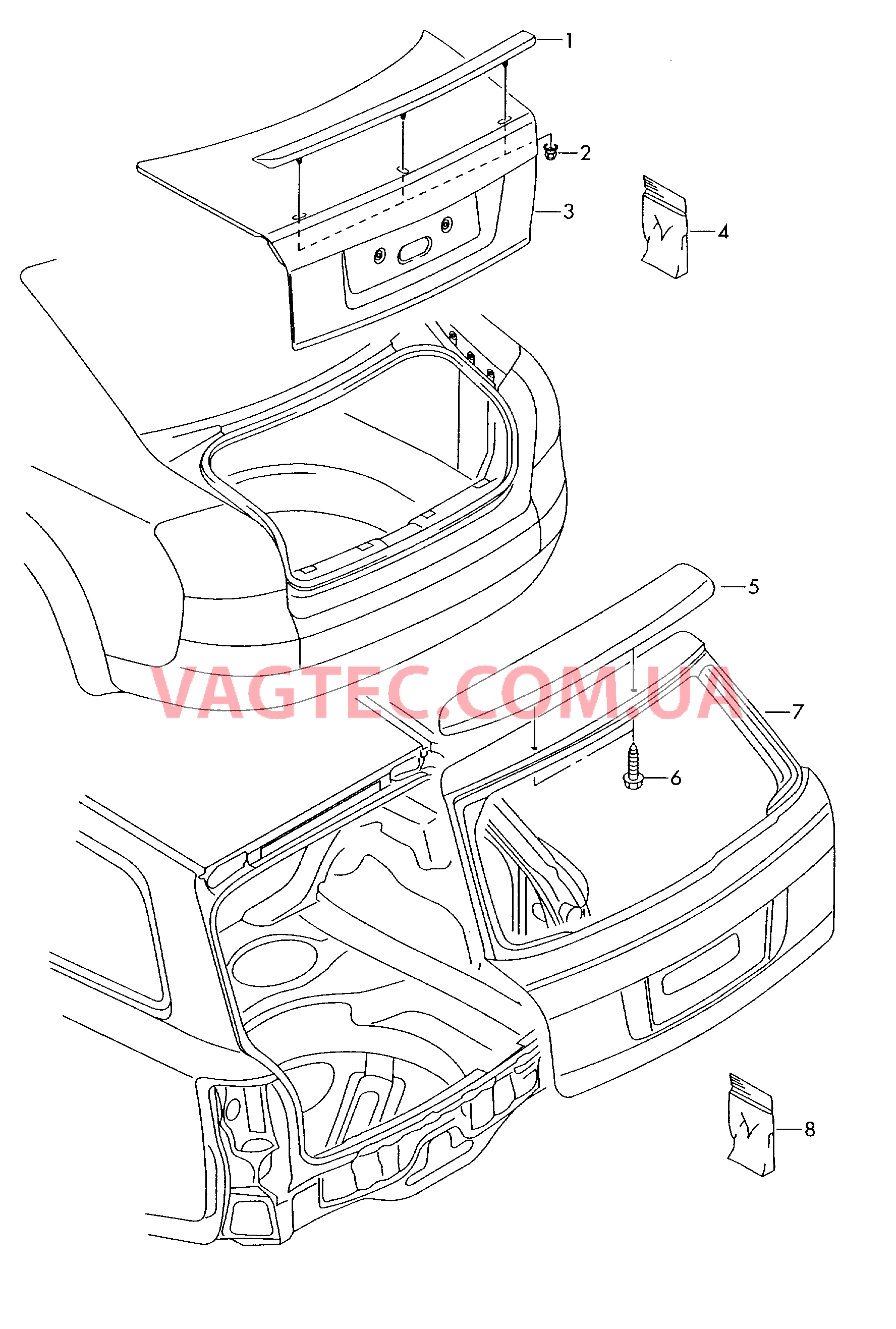 Cпойлер для крышки багажника  для AUDI A4 2004