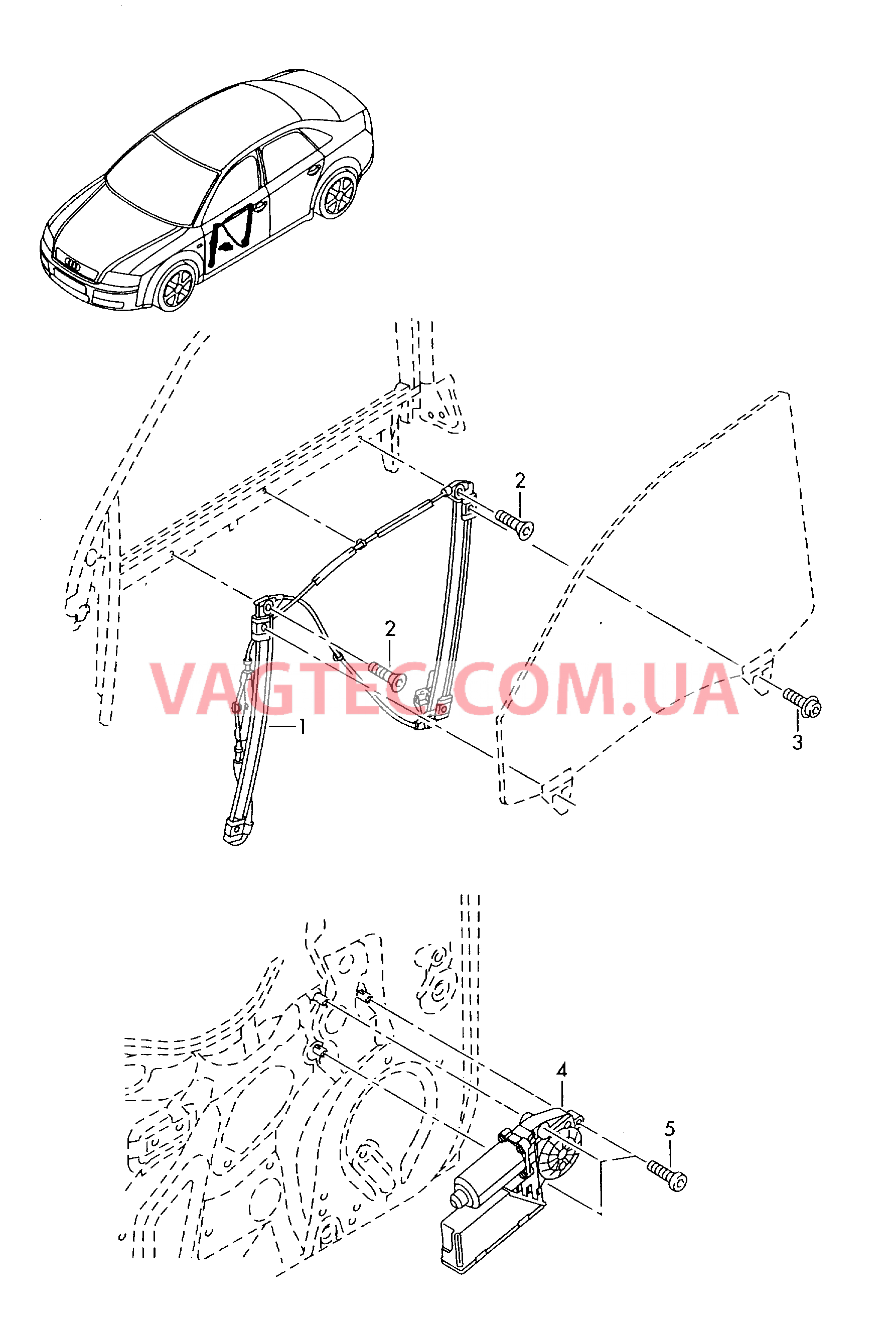 Cтеклоподъемник  для AUDI A4Q 2005-1