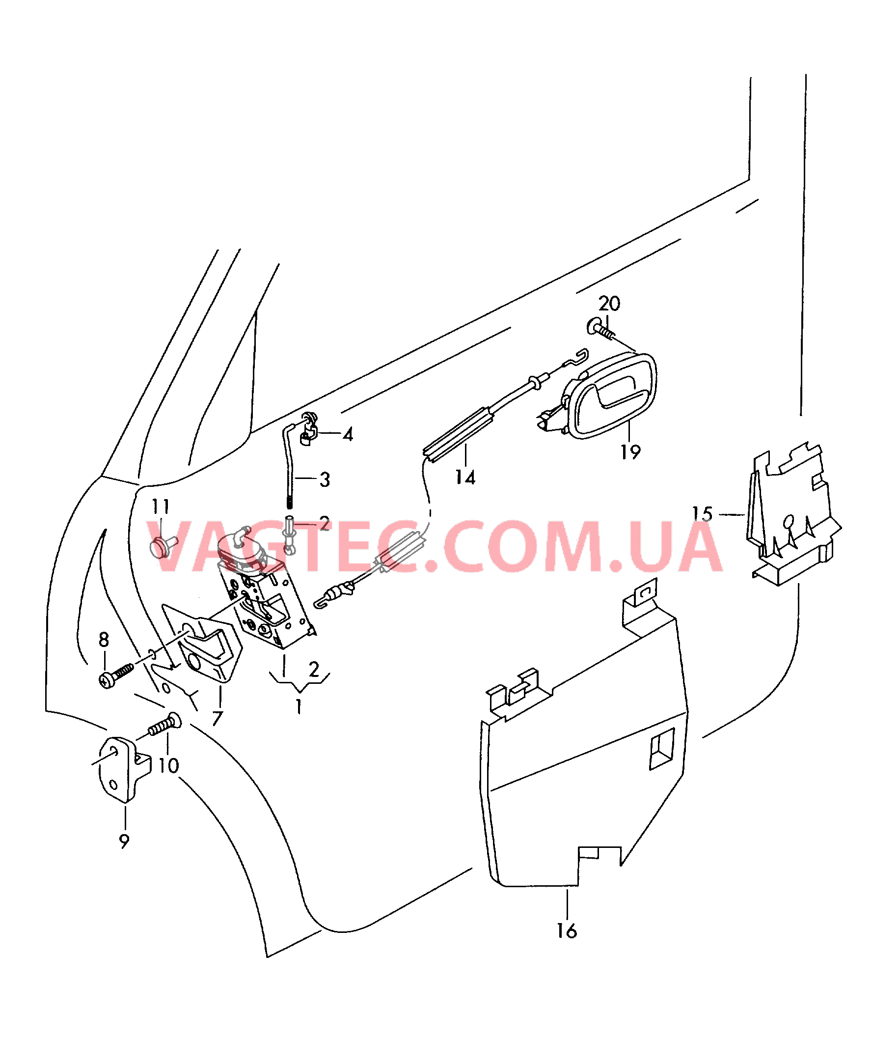 Замок двери Рычаг привода дверного замка  для AUDI A4Q 2001-1