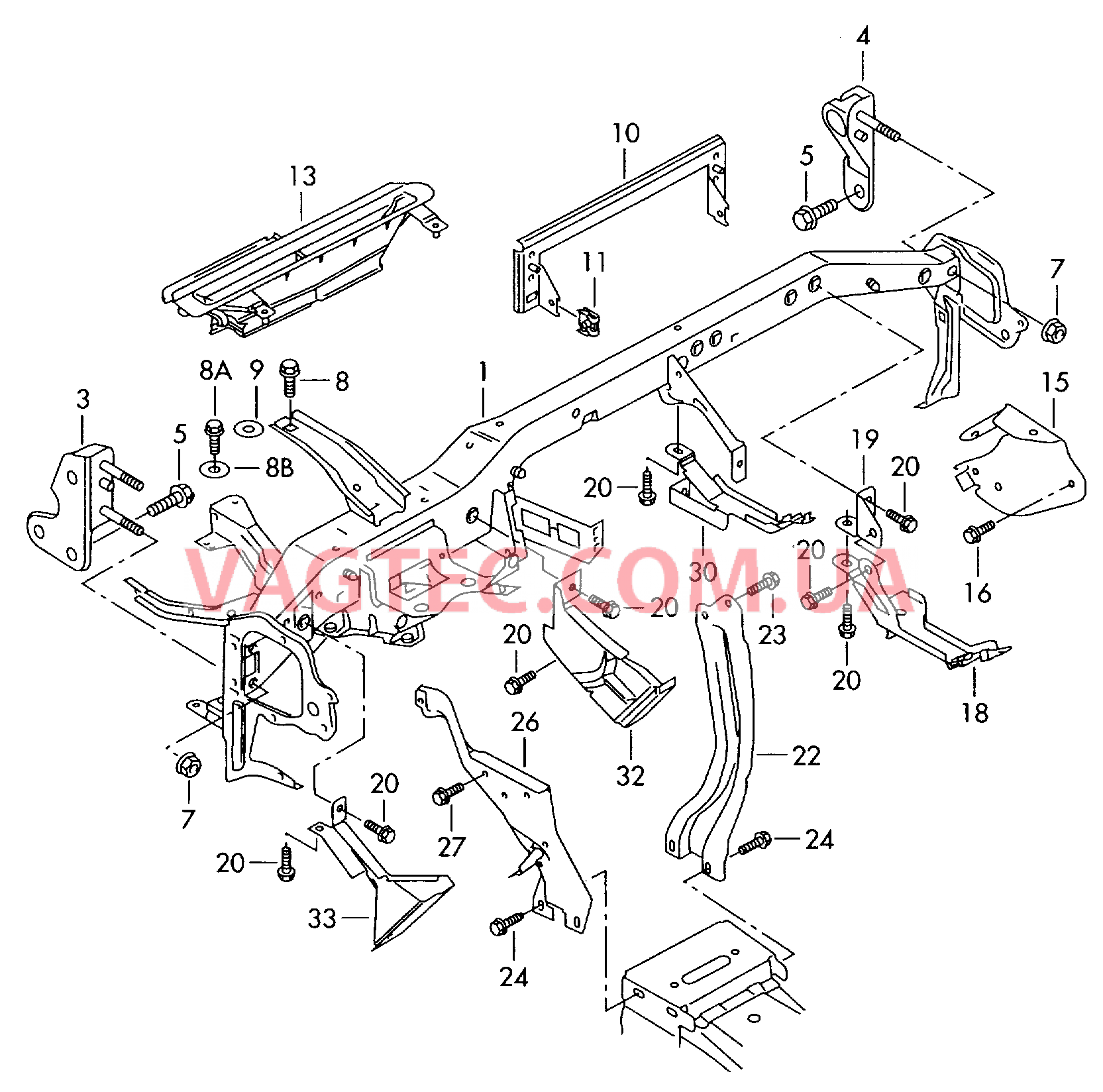 Поперечина передней панели  для AUDI A4 2006