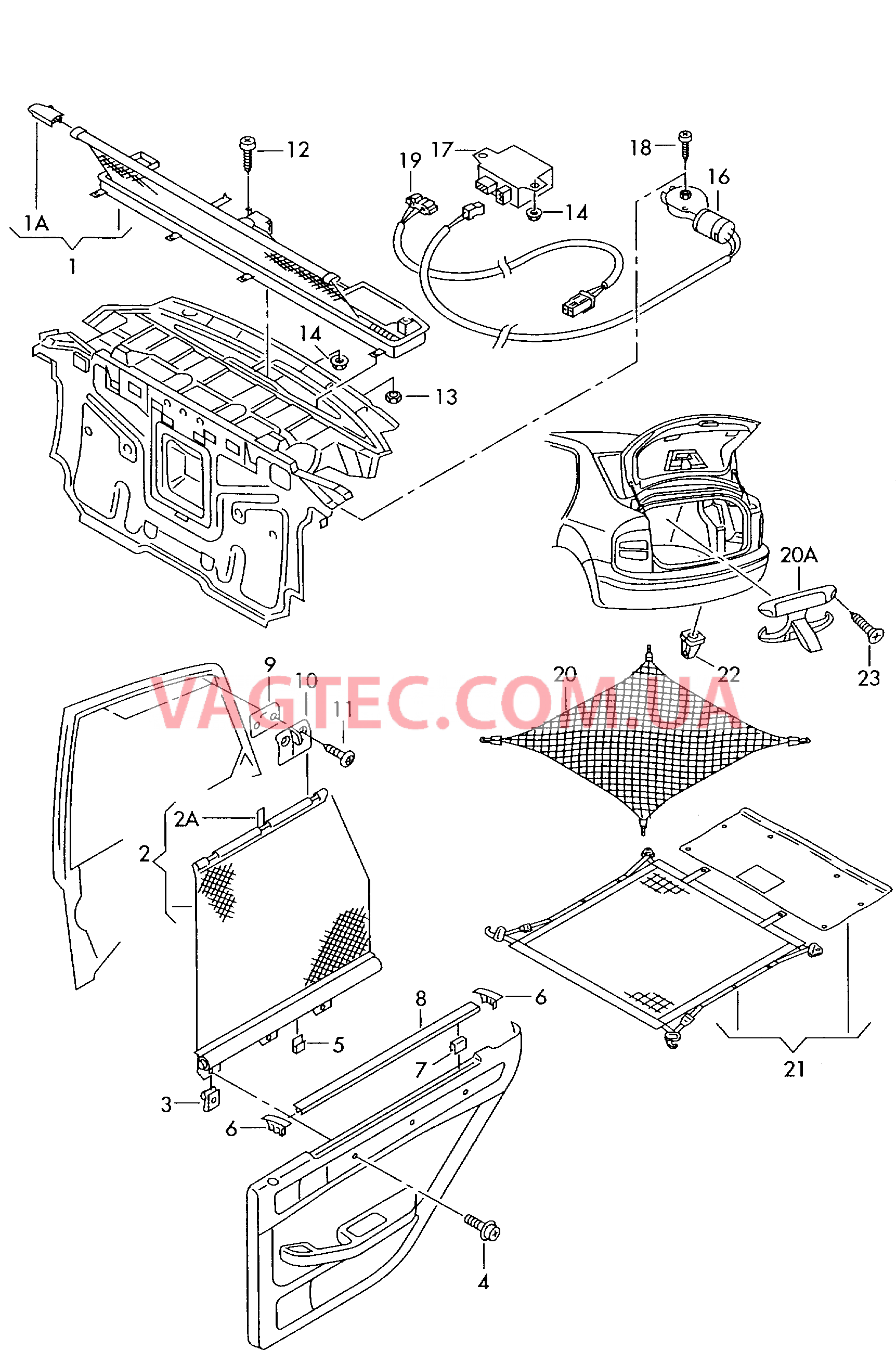 Шторка солнцезащитная Сетка для багажа  для AUDI A4Q 2001-1