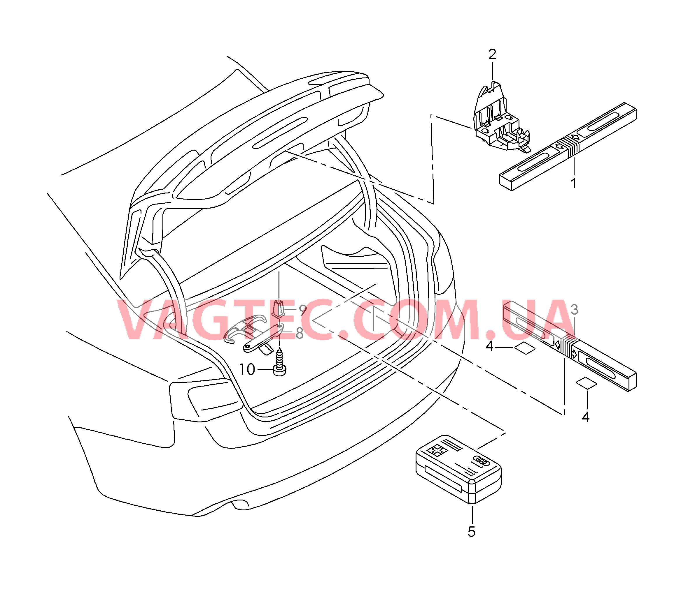 Знак аварийной остановки Кронштейн знака авар. останов. Аптечка в сумке Крепл. для сумок в багаж. отс.  для AUDI A4Q 2012