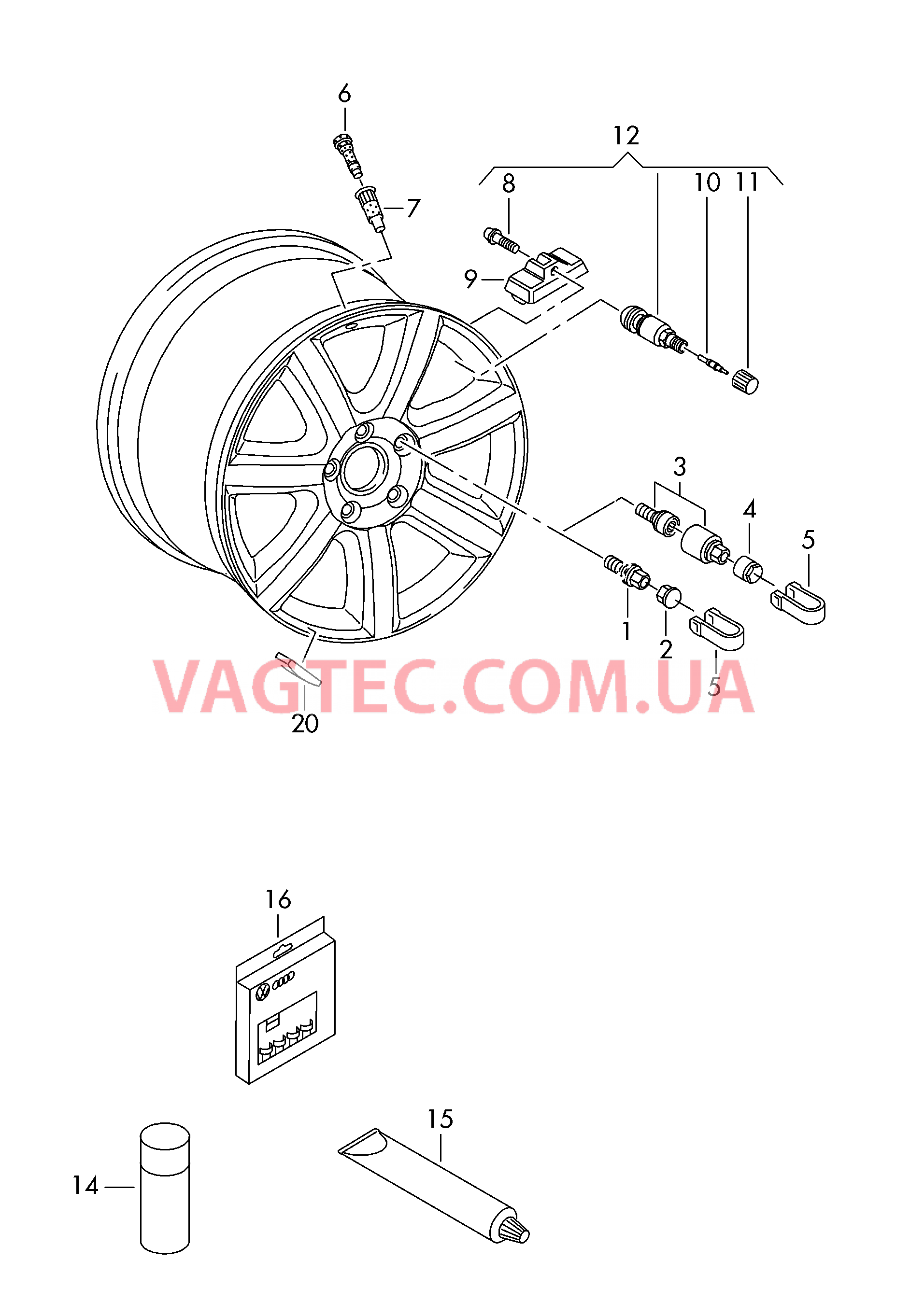 Колёсный болт Клапан Балансировочный груз  для AUDI A4 2014