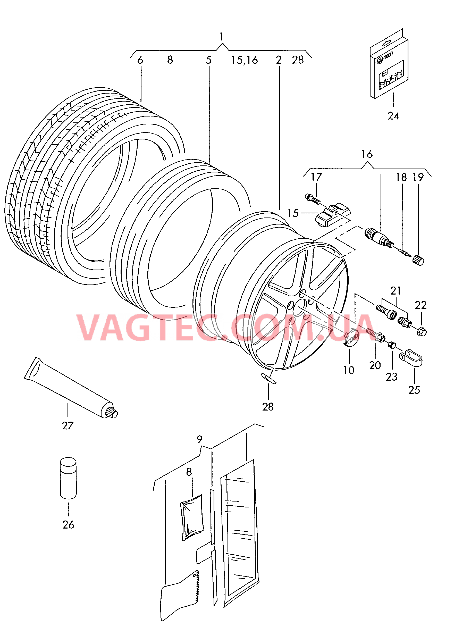 Алюминиевый диск для шин с системой аварийного движения РАХ  для AUDI A4 2008