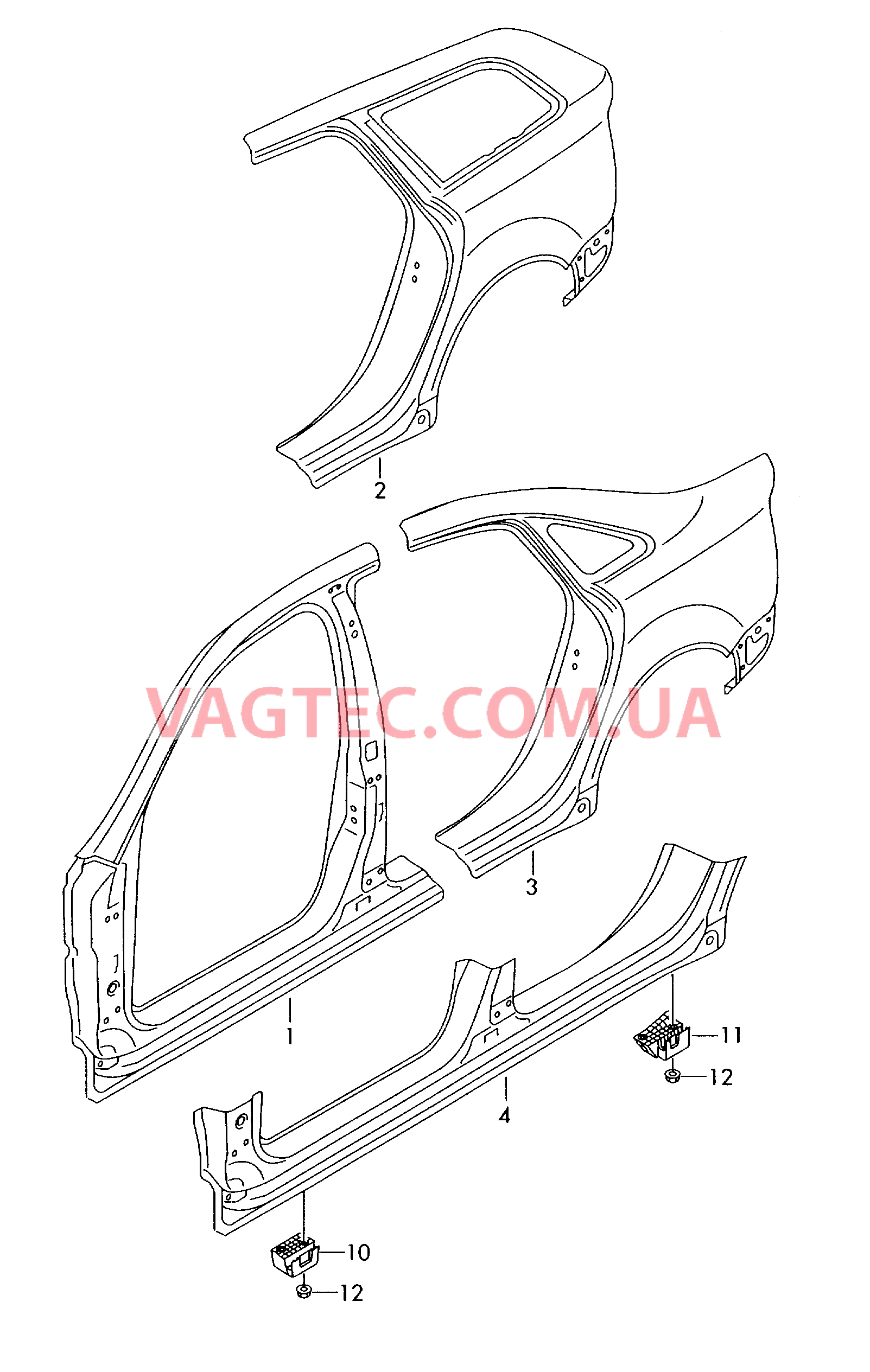 Отрезная деталь каркас боковины  для SEAT Exeo 2012