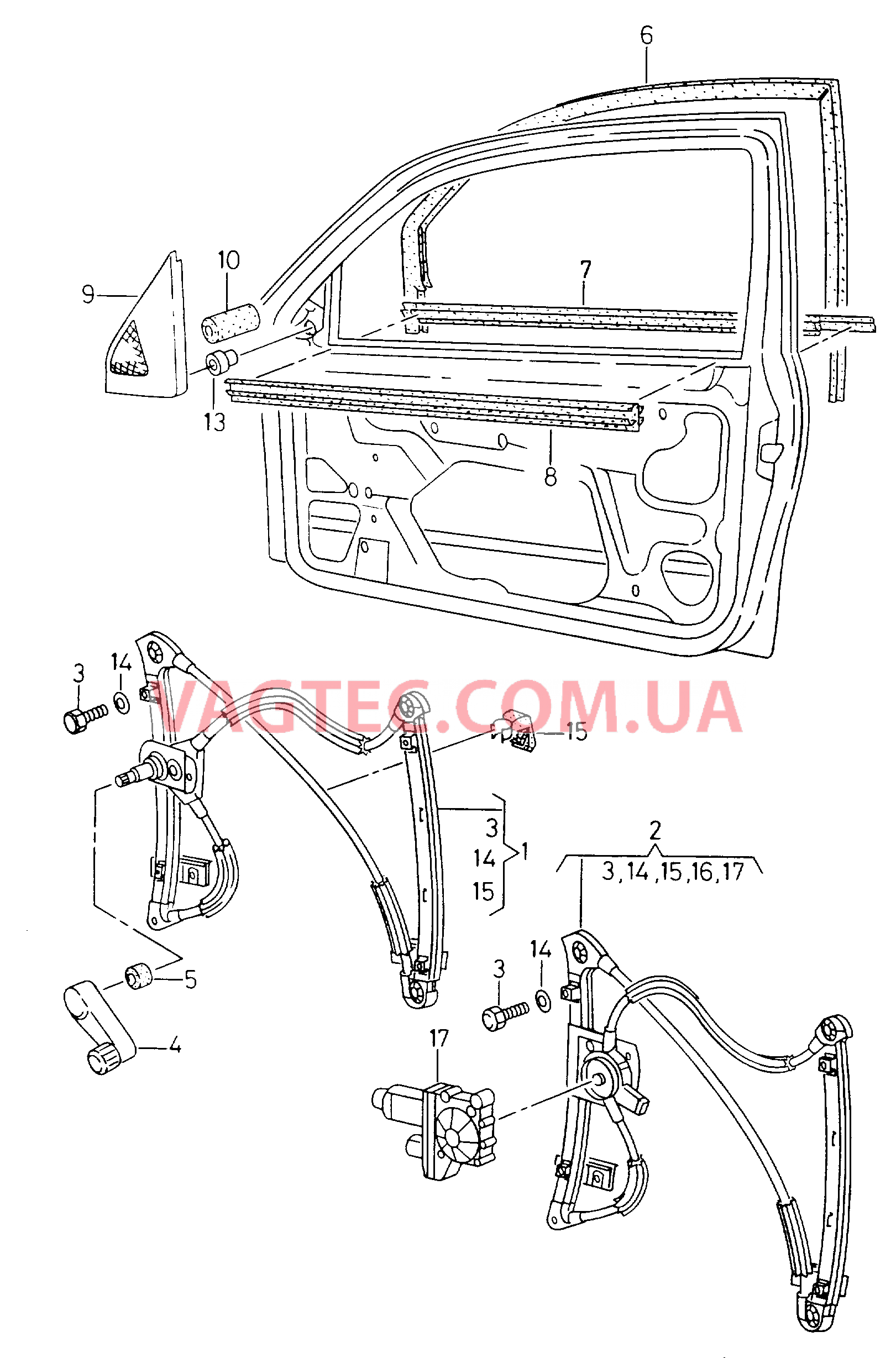 Cтеклоподъемник  для SEAT Ibiza 2001