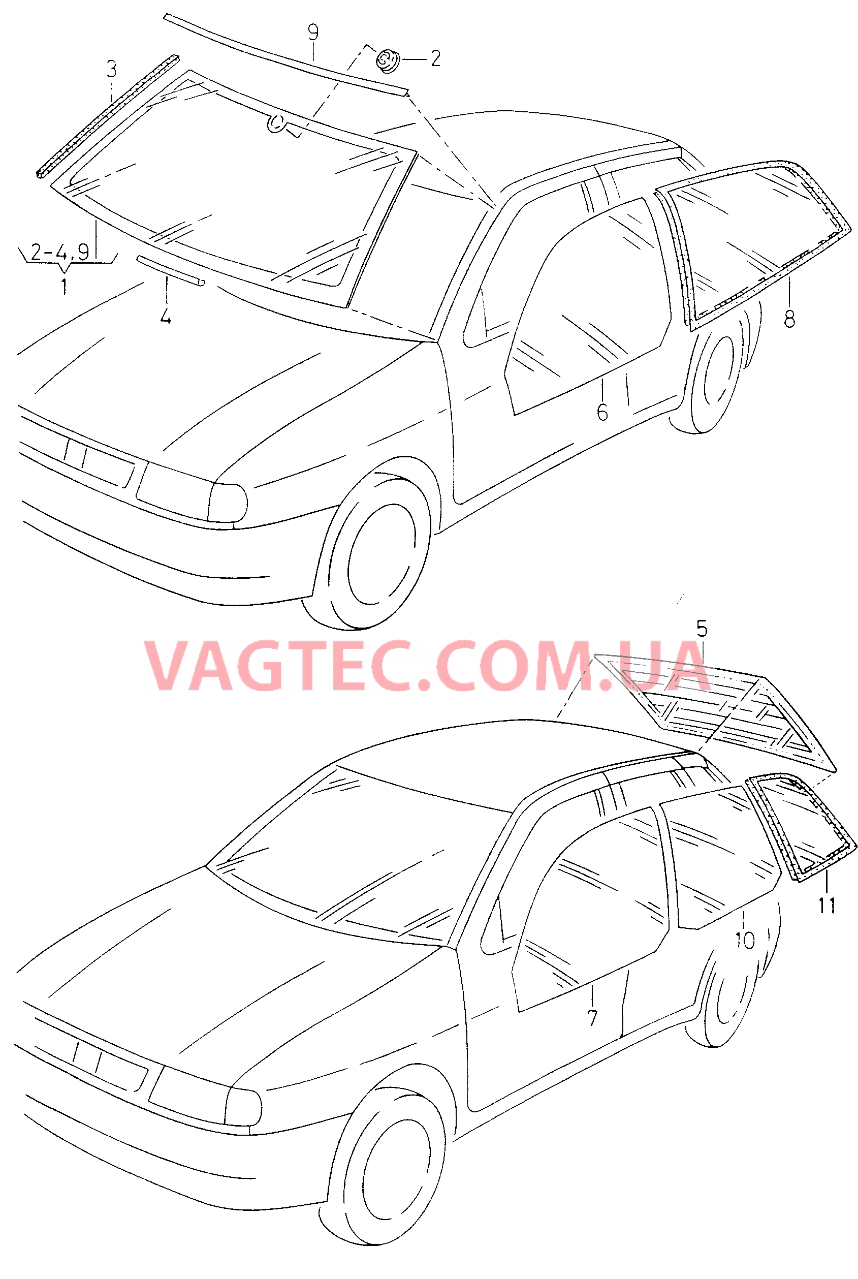 Cтекла оконные, уплотнители  для SEAT Ibiza 2001