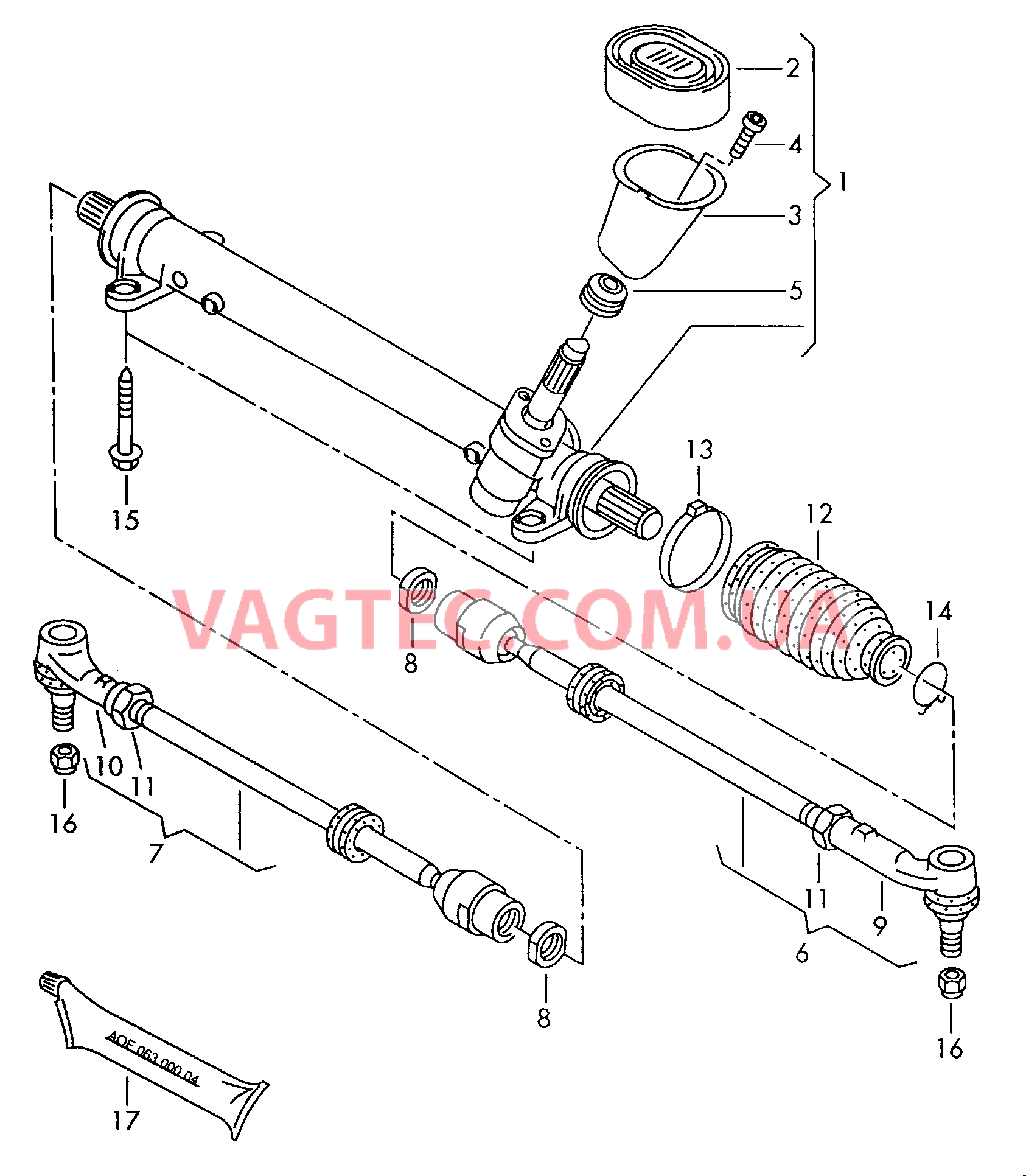 Рулевой механизм Поперечная рулевая тяга   F             >> 6H-2-018 200* для SEAT Arosa 2001