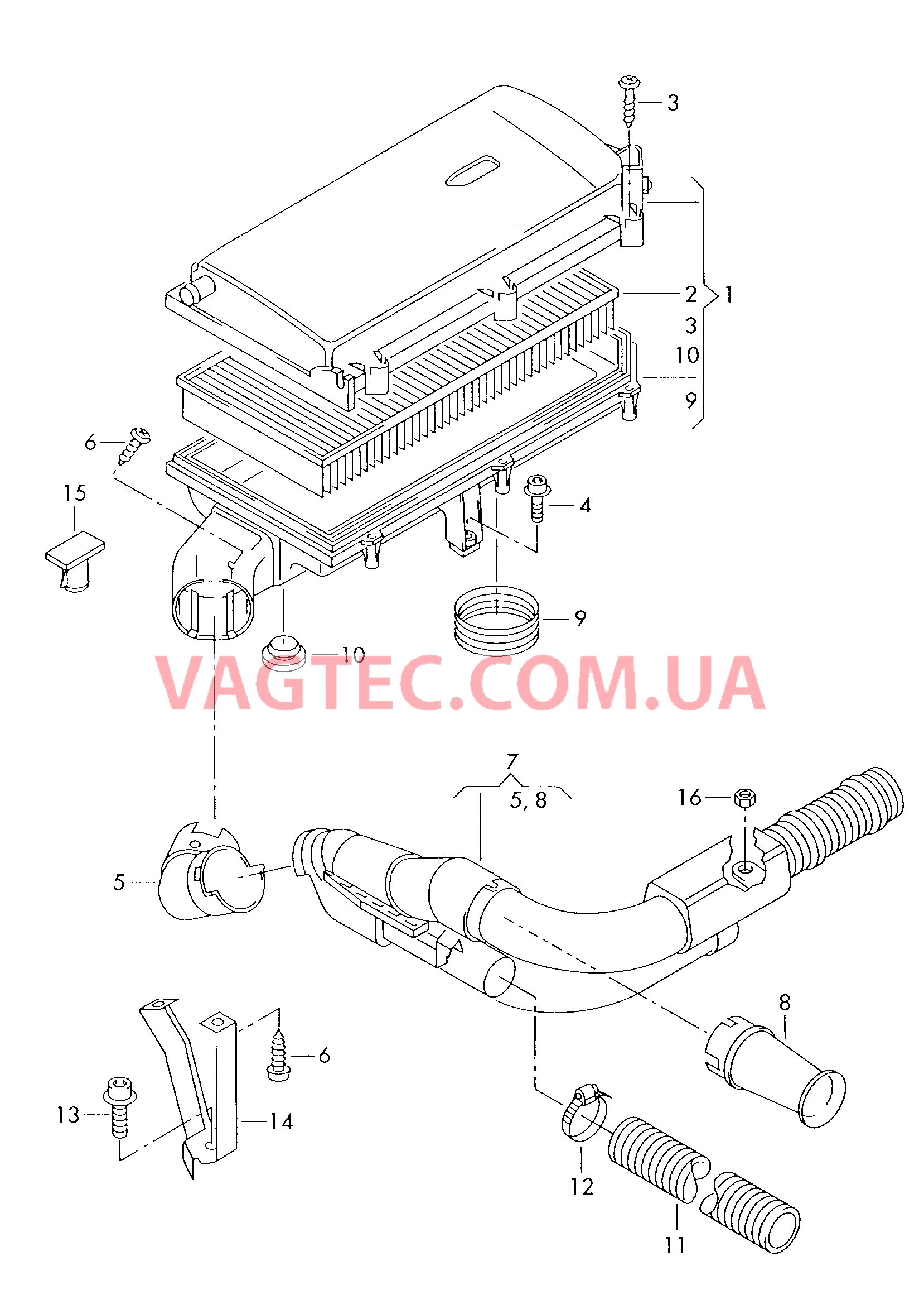 Возд. фильтр с сопутств. деталями  для SEAT Toledo 2000