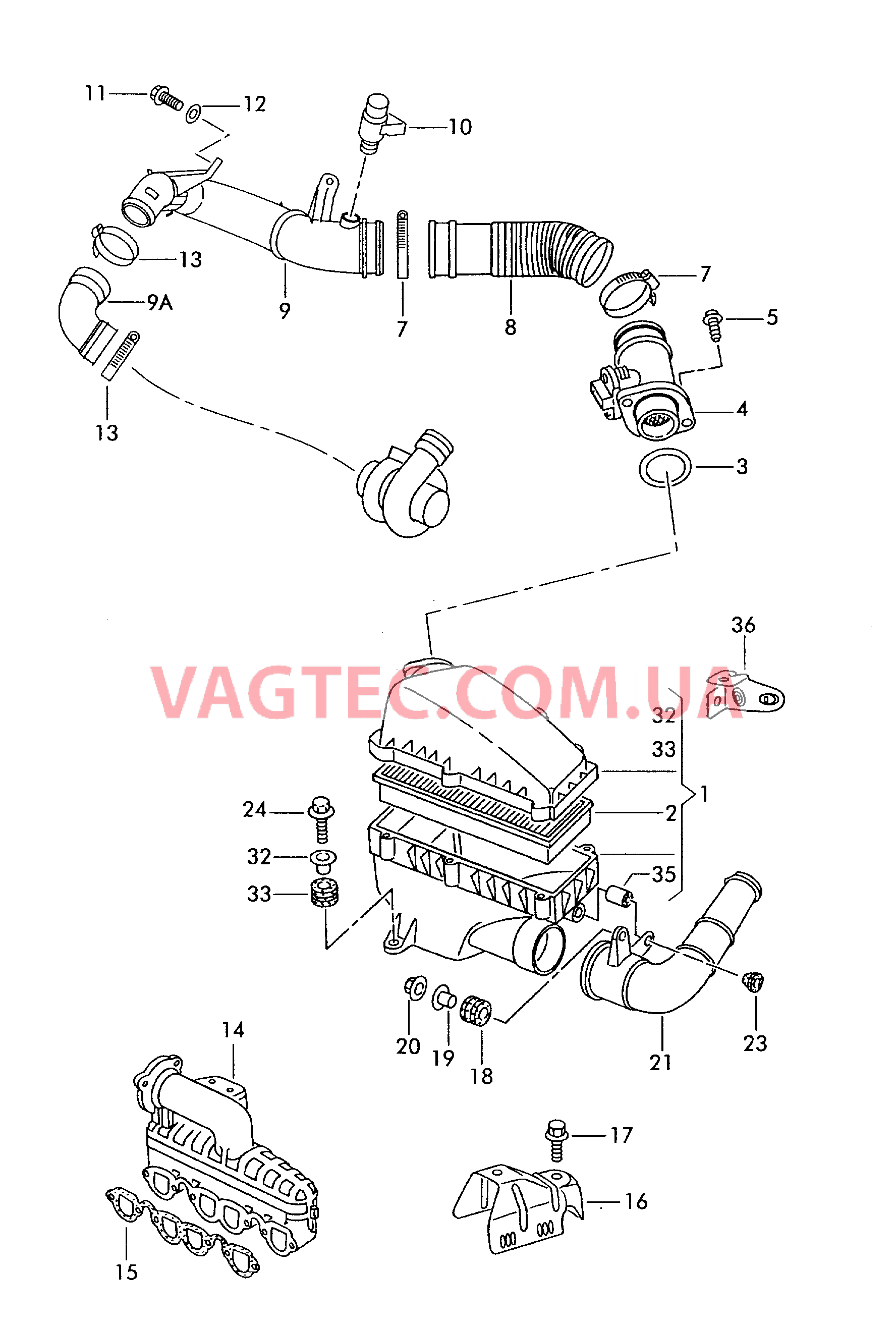 Патрубок впускного тракта Возд. фильтр с сопутств. деталями  для SEAT CO 2001