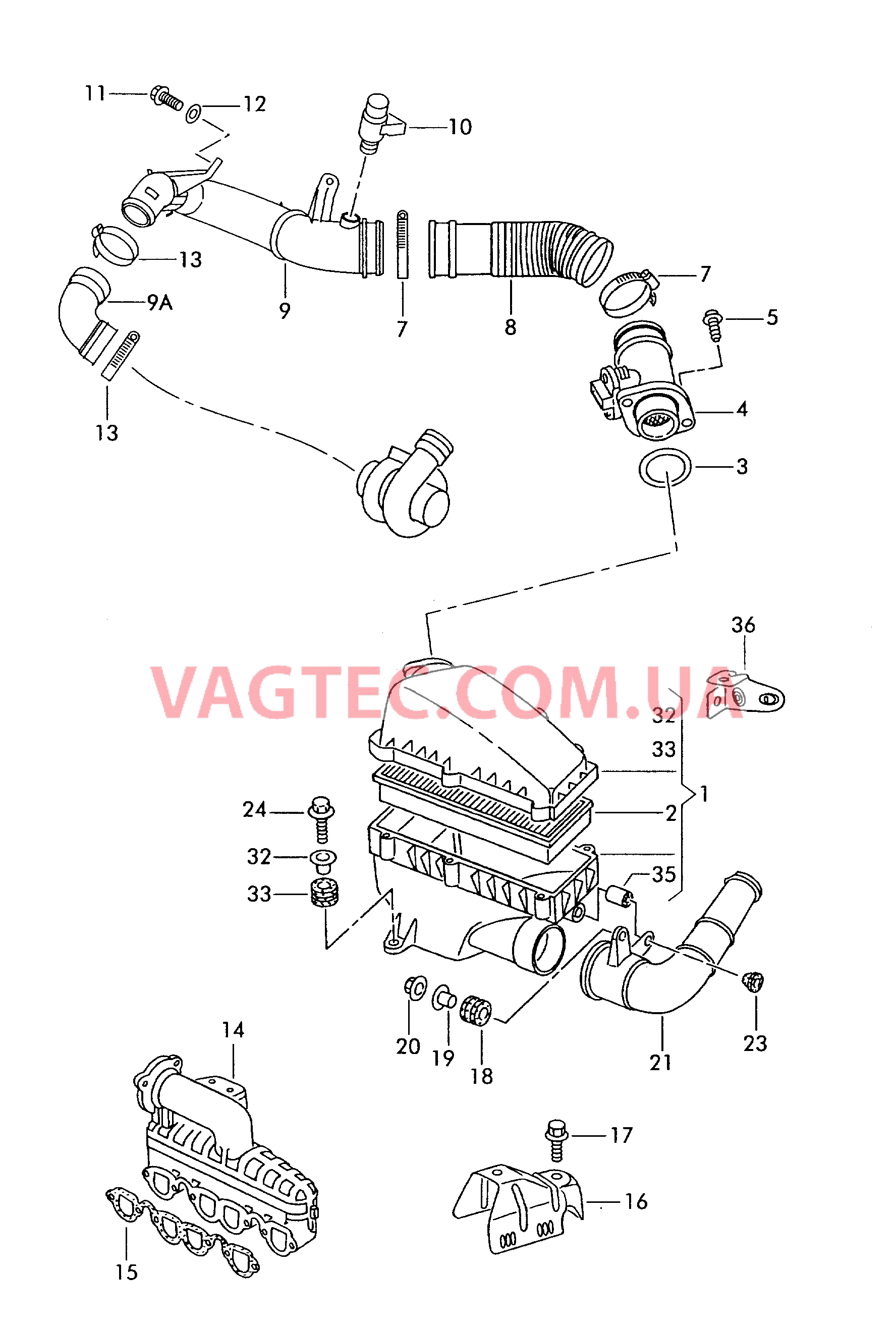 Патрубок впускного тракта Возд. фильтр с сопутств. деталями  для SEAT Ibiza 2001