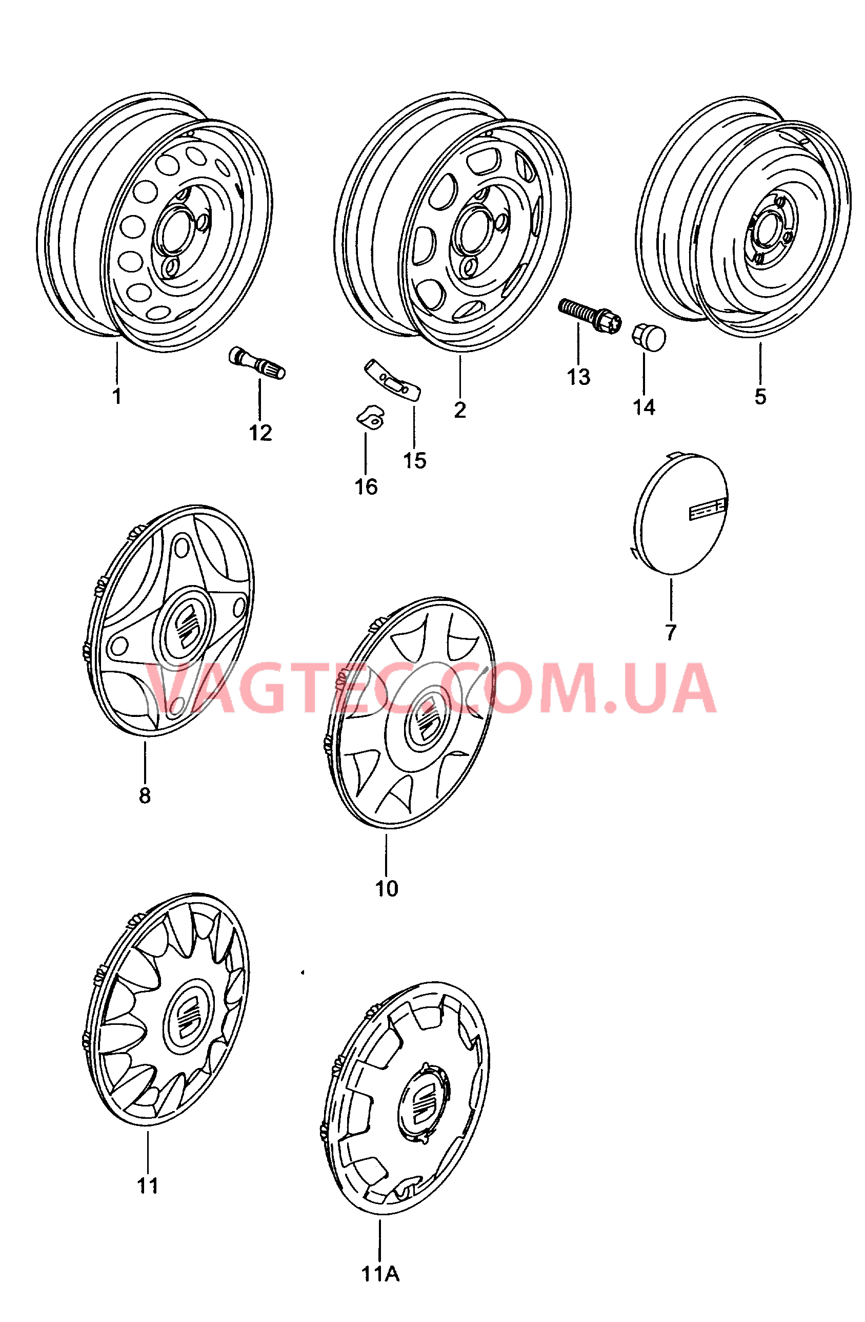 Стальной диск Колпак колеса  для SEAT CO 2002