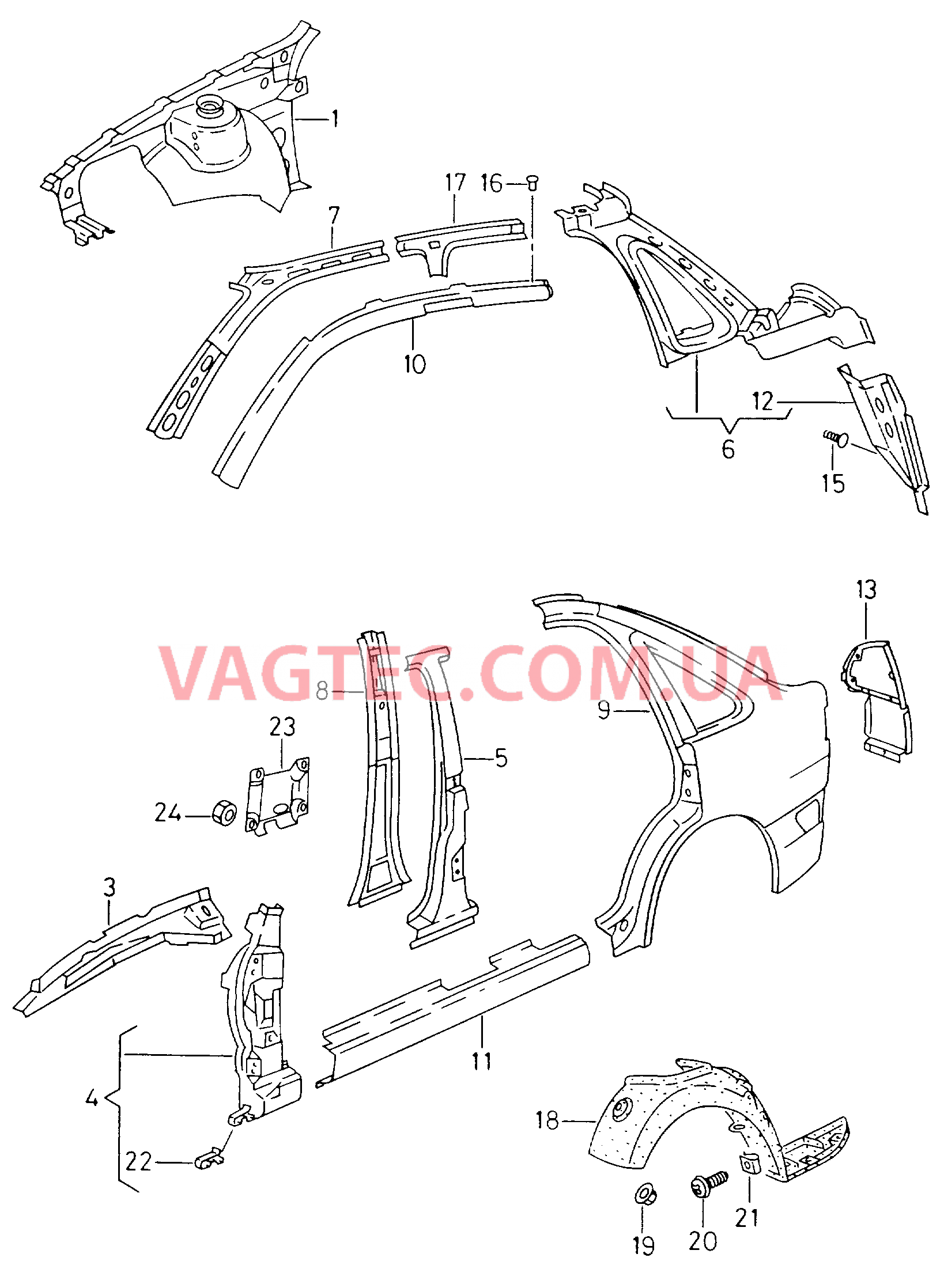 Деталь боковая Колесная арка без лонжерона  для SEAT Cordoba 2001