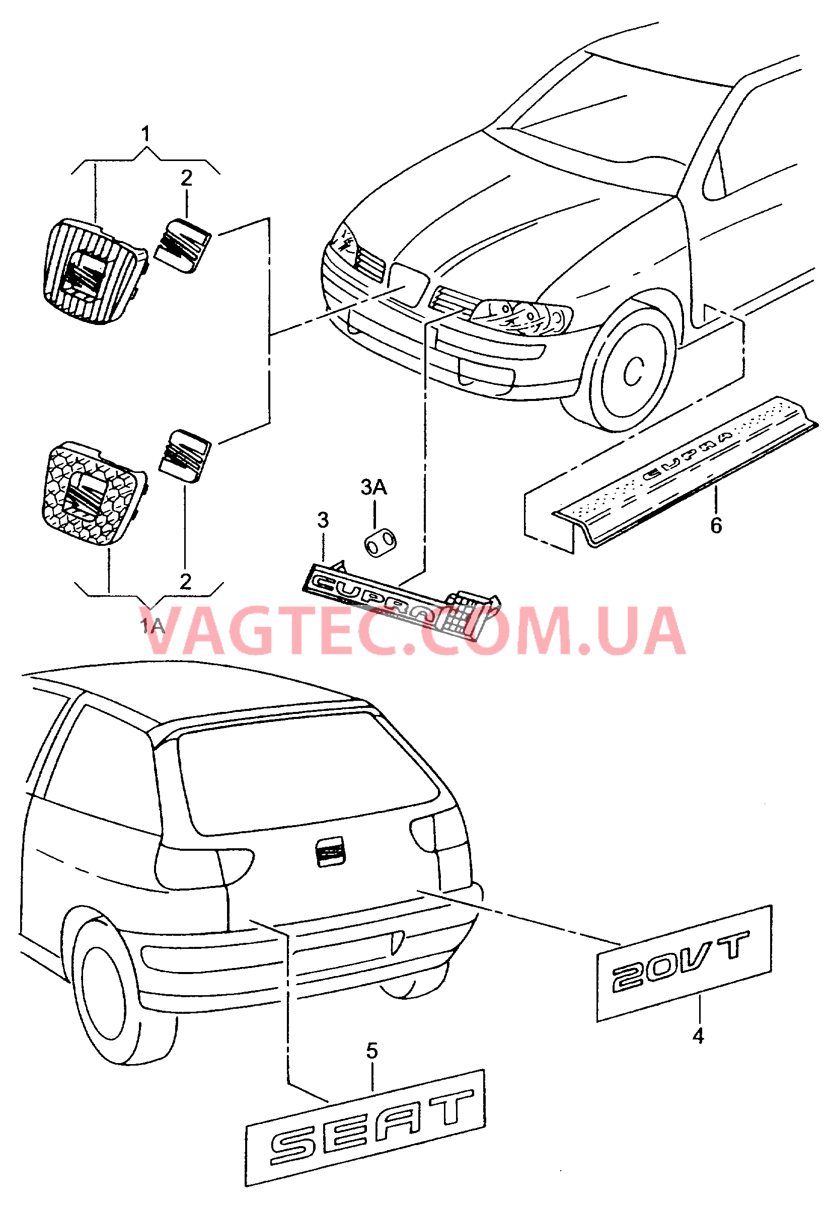 Надписи Решётка радиатора  для SEAT CO 2001