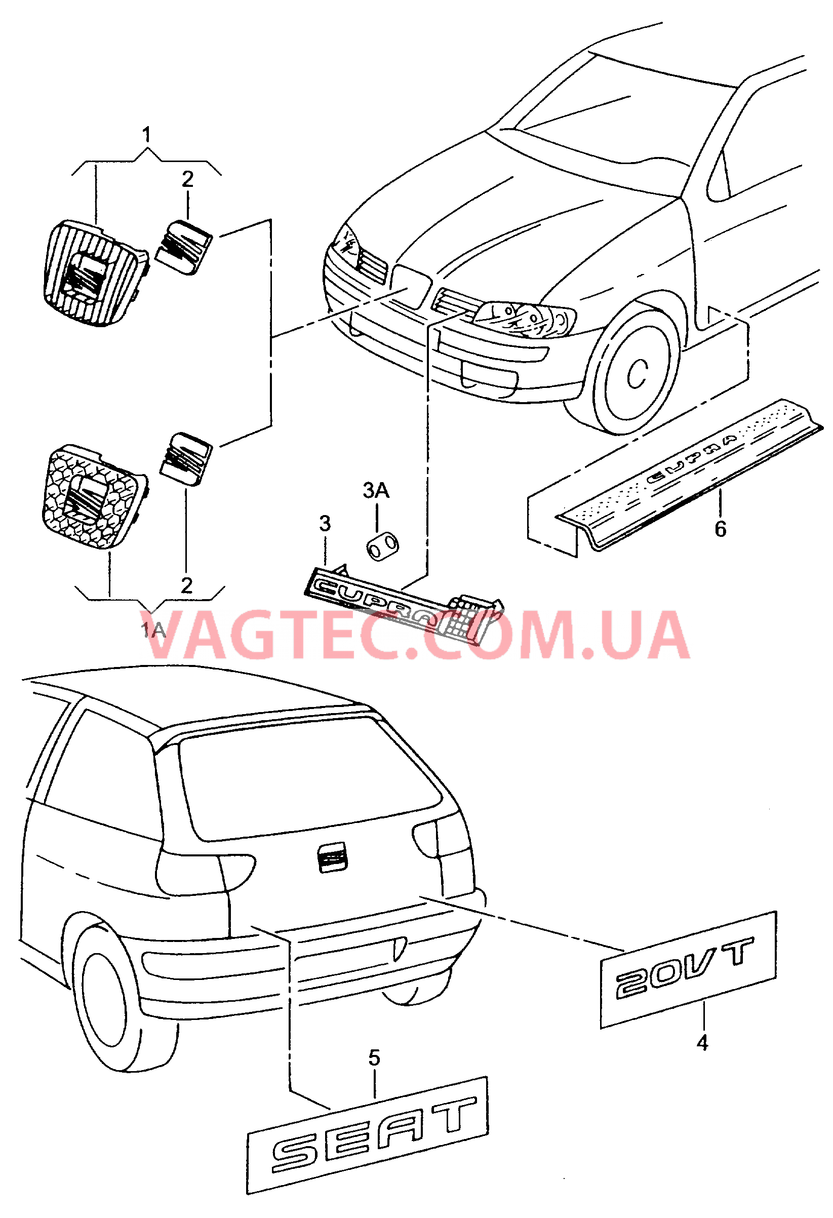 Надписи Решётка радиатора  для SEAT CO 2002