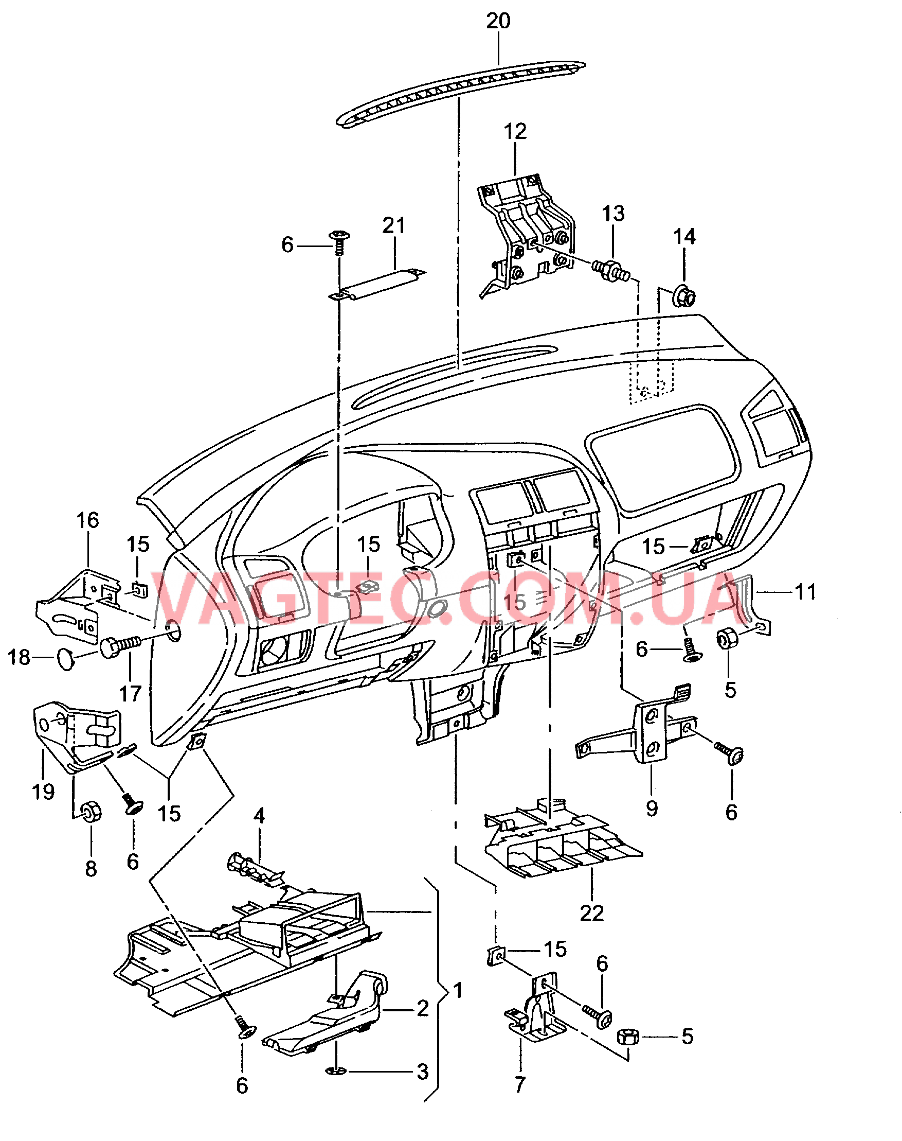 Детали, встроен. в пан. приб. Накладка для панели приборов  для SEAT Cordoba 2001