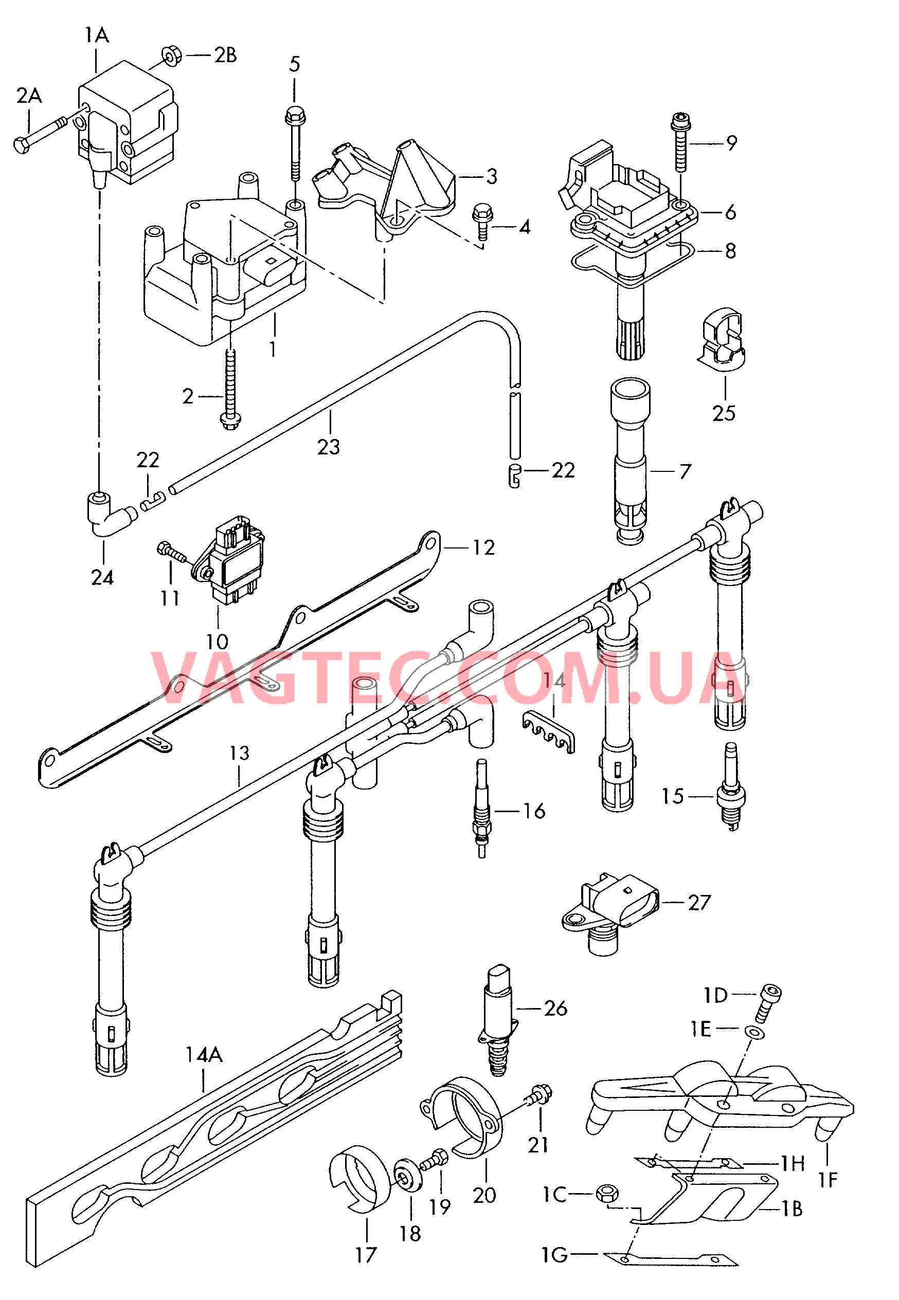 Катушка зажигания Провод высокого напряжения Cвеча зажигания Cвеча накаливания  для VOLKSWAGEN Bora 2001