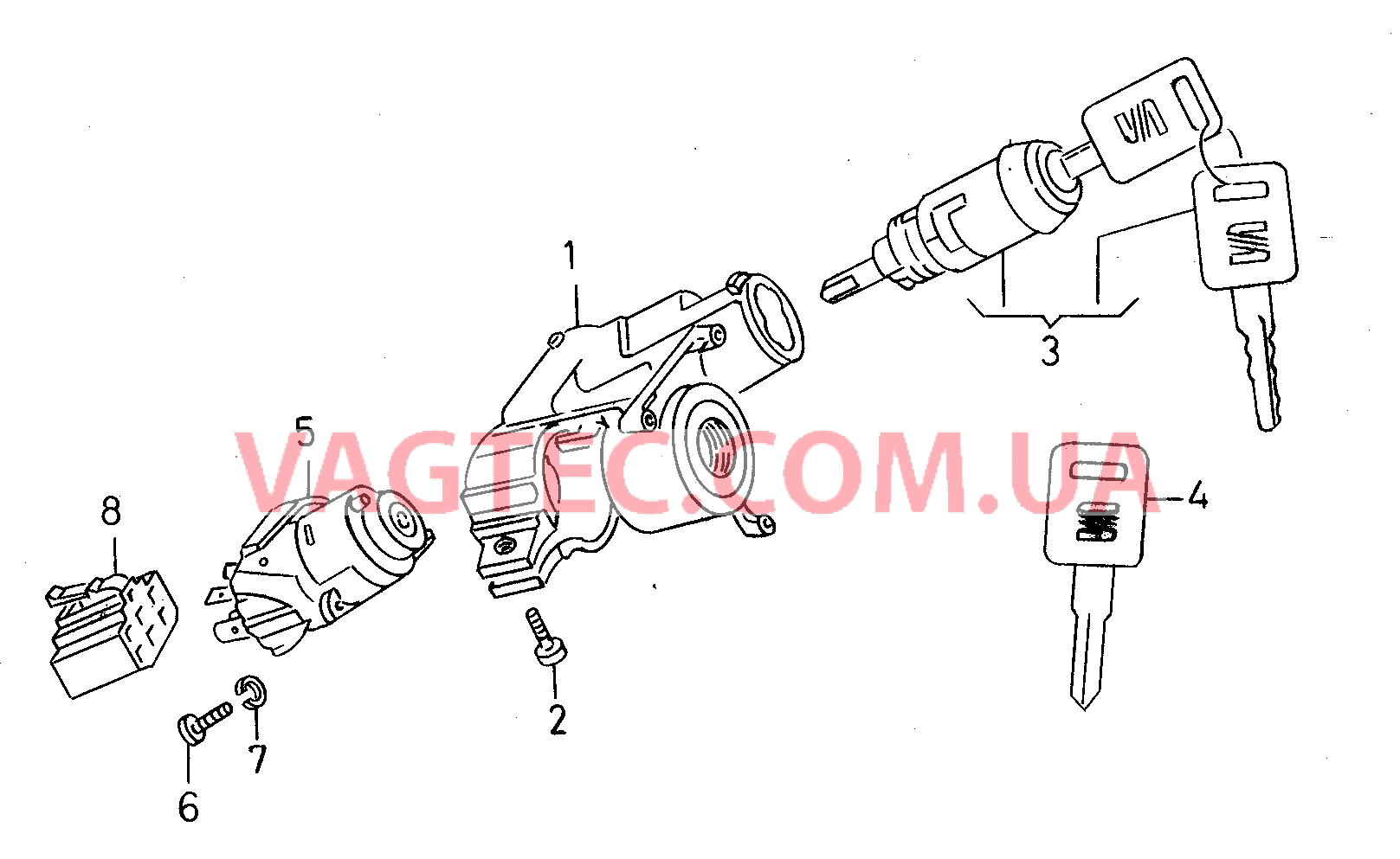 Замок рулевой колонки Выкл-тель зажигания и стартера  для SEAT Inca 2002