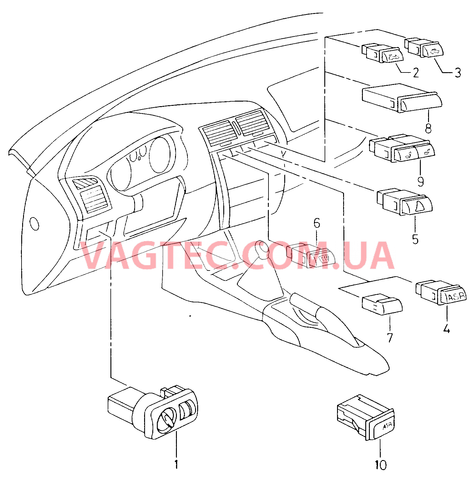 Выключатель в панели приборов  для SEAT Cordoba 2000