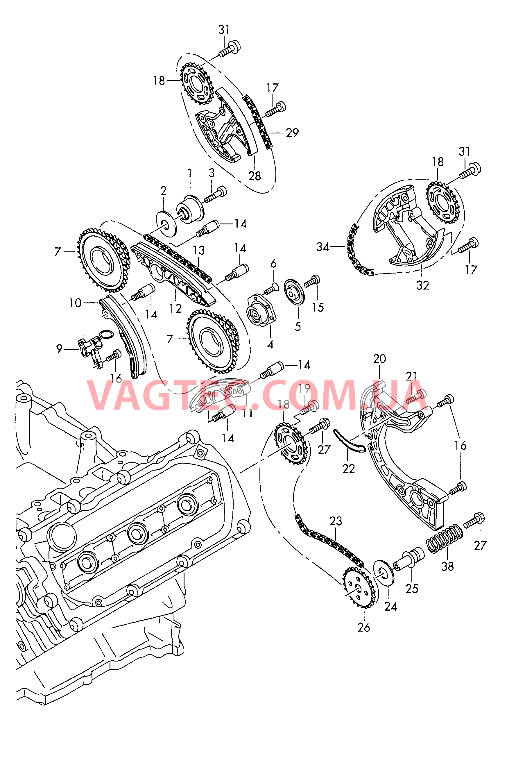 Цепь ГРМ Планка успокоителя  для AUDI A4 2008-1