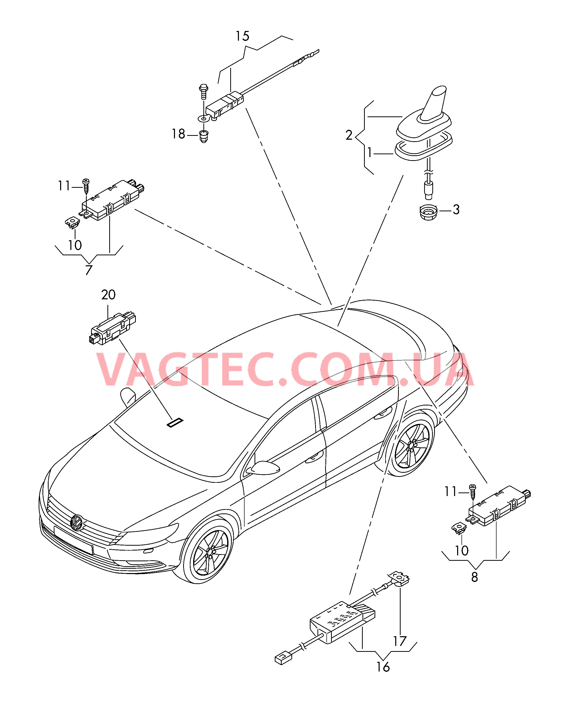 Антенна для крыши Усилитель антенны Помехоподавляющий фильтр D - 25.05.2015>> для VOLKSWAGEN CC 2017