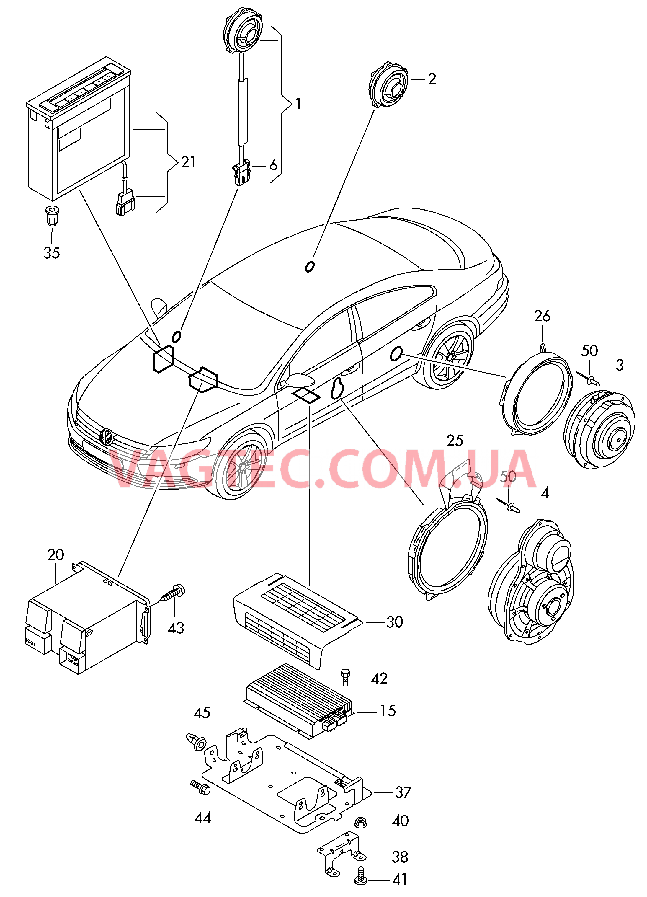 Электрические детали акустической системы  для VOLKSWAGEN CC 2015