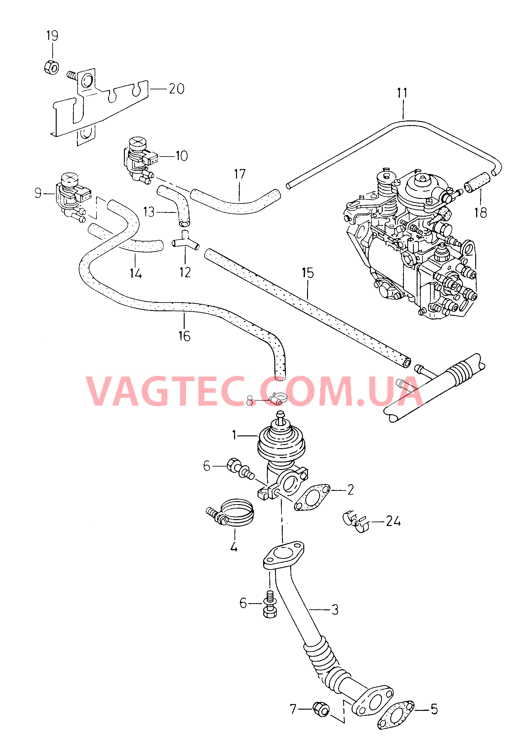 Вакуумная система Рециркуляция ОГ  для SEAT Inca 2000