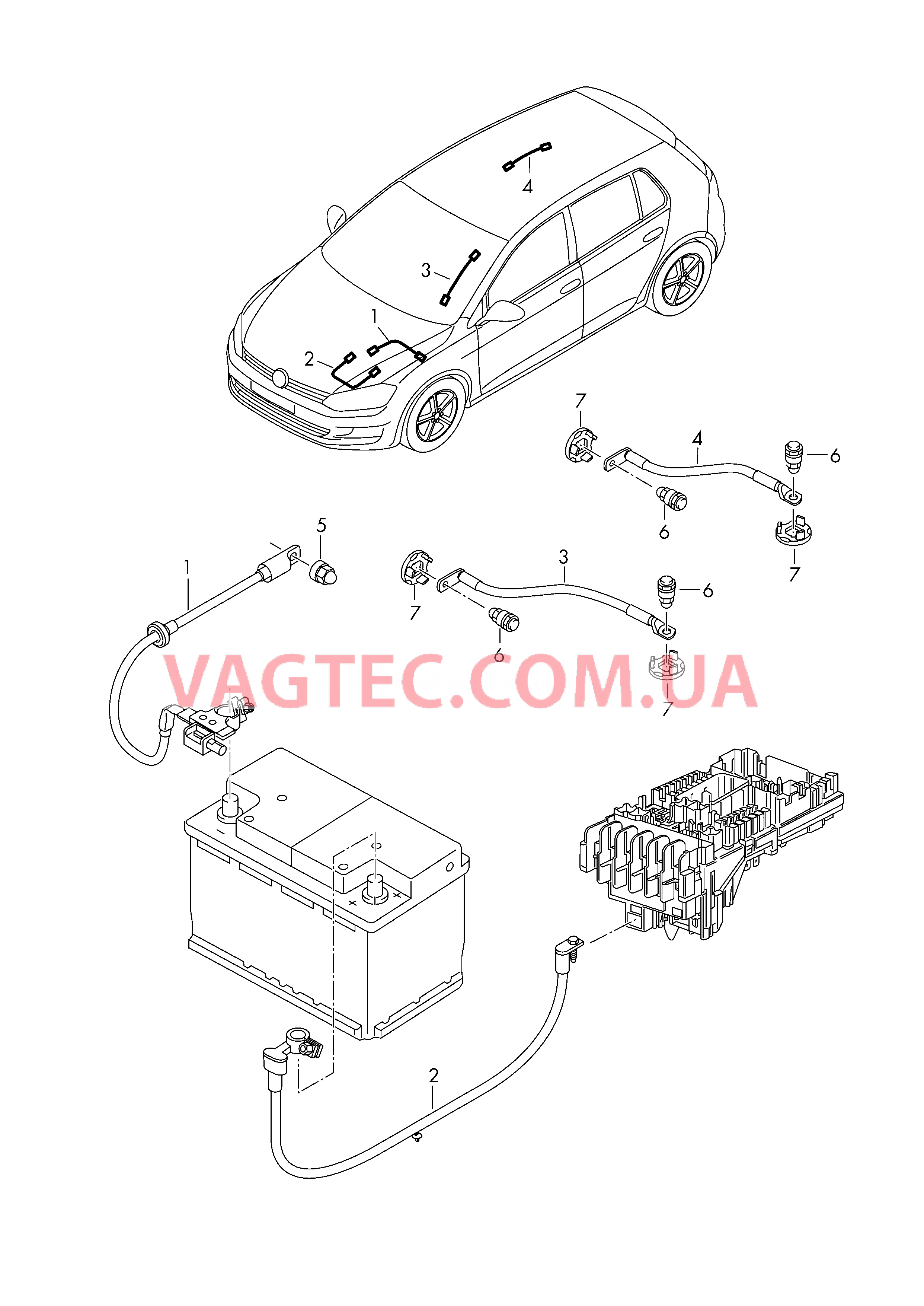 Жгут проводов для АКБ +/- Провод массы  для VOLKSWAGEN E-Golf 2019