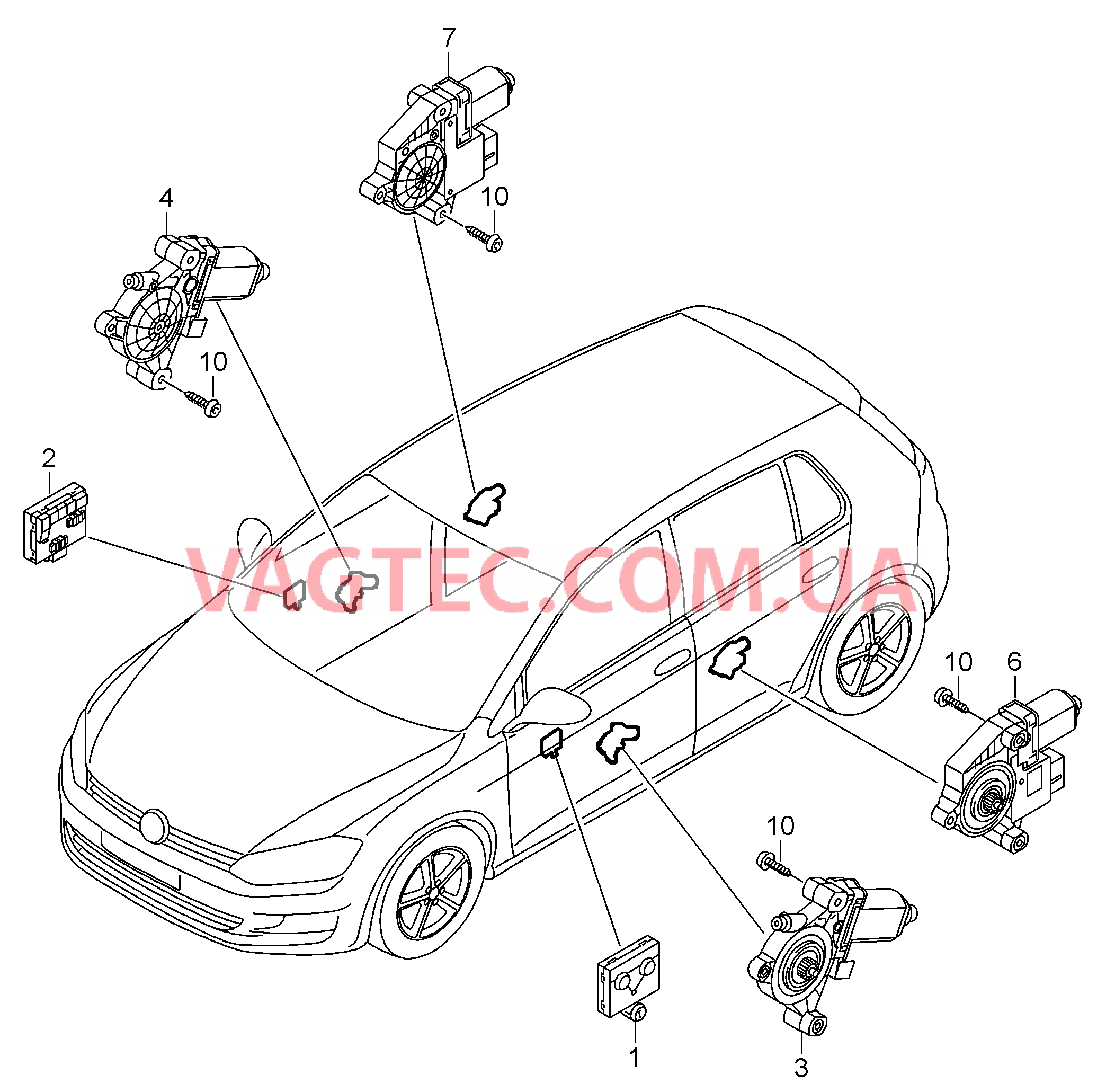 БУ двери Эл.двигатель стеклоподъёмника   D - 04.11.2013>> - 13.10.2014 для VOLKSWAGEN GOLF 2014-1