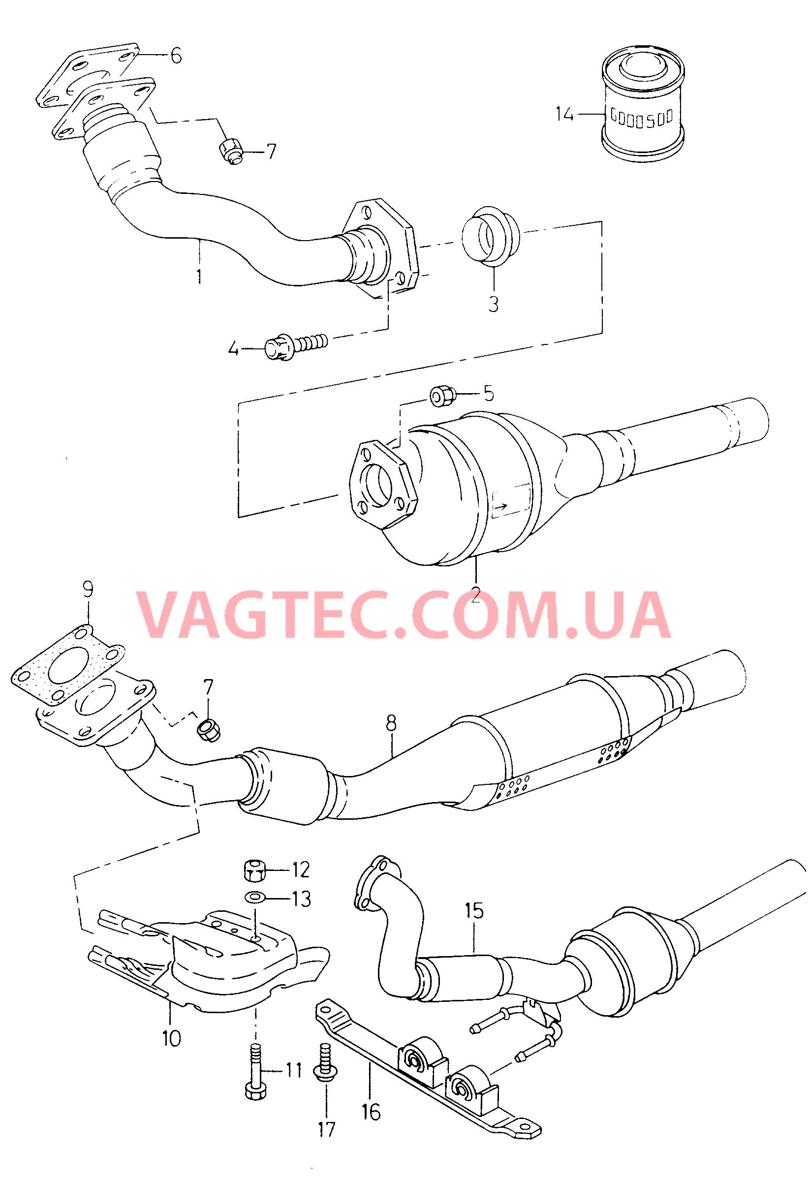 Выпускная труба Нейтрализатор  для VOLKSWAGEN Caddy 2003