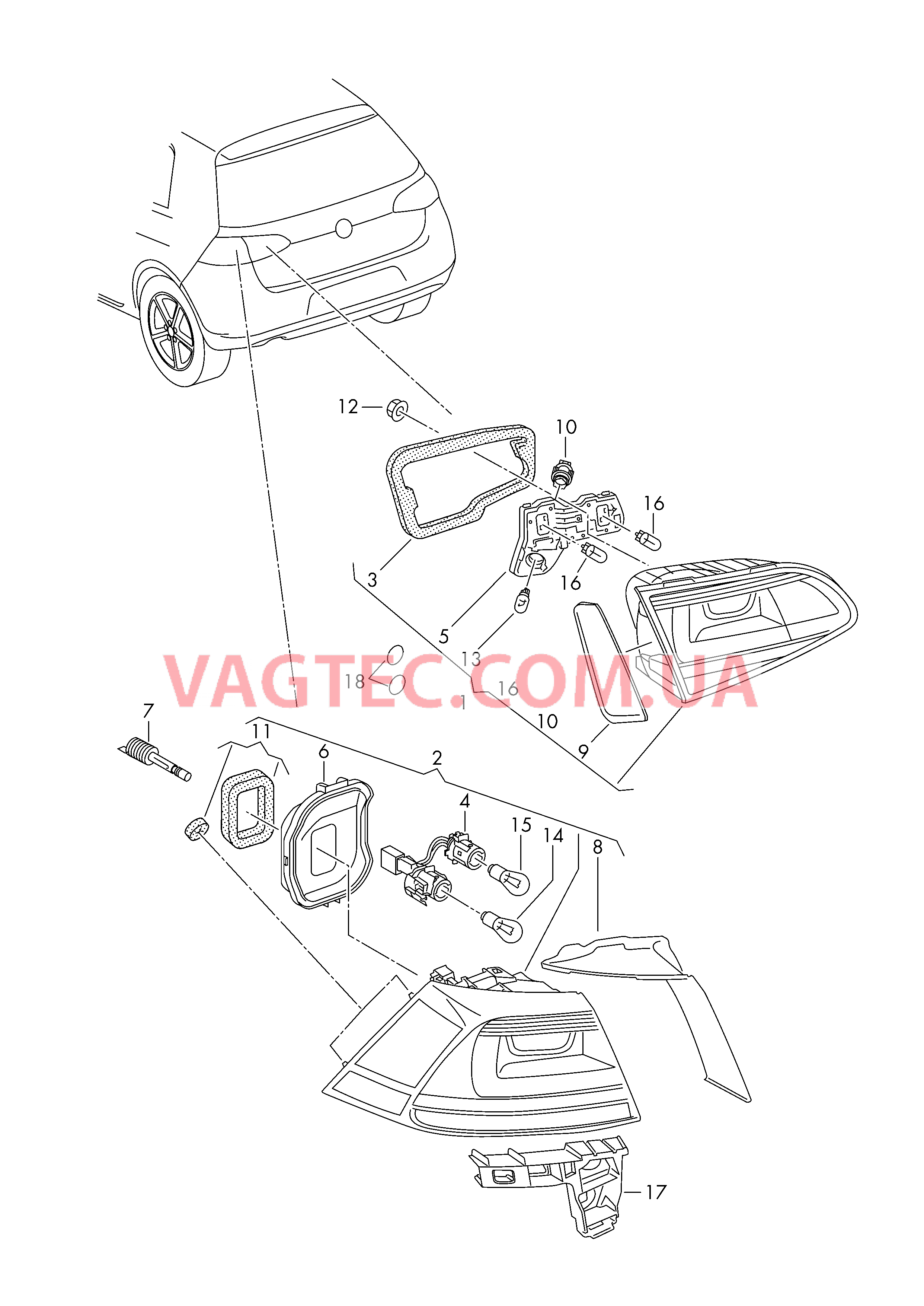 Задний фонарь  для VOLKSWAGEN E-Golf 2017