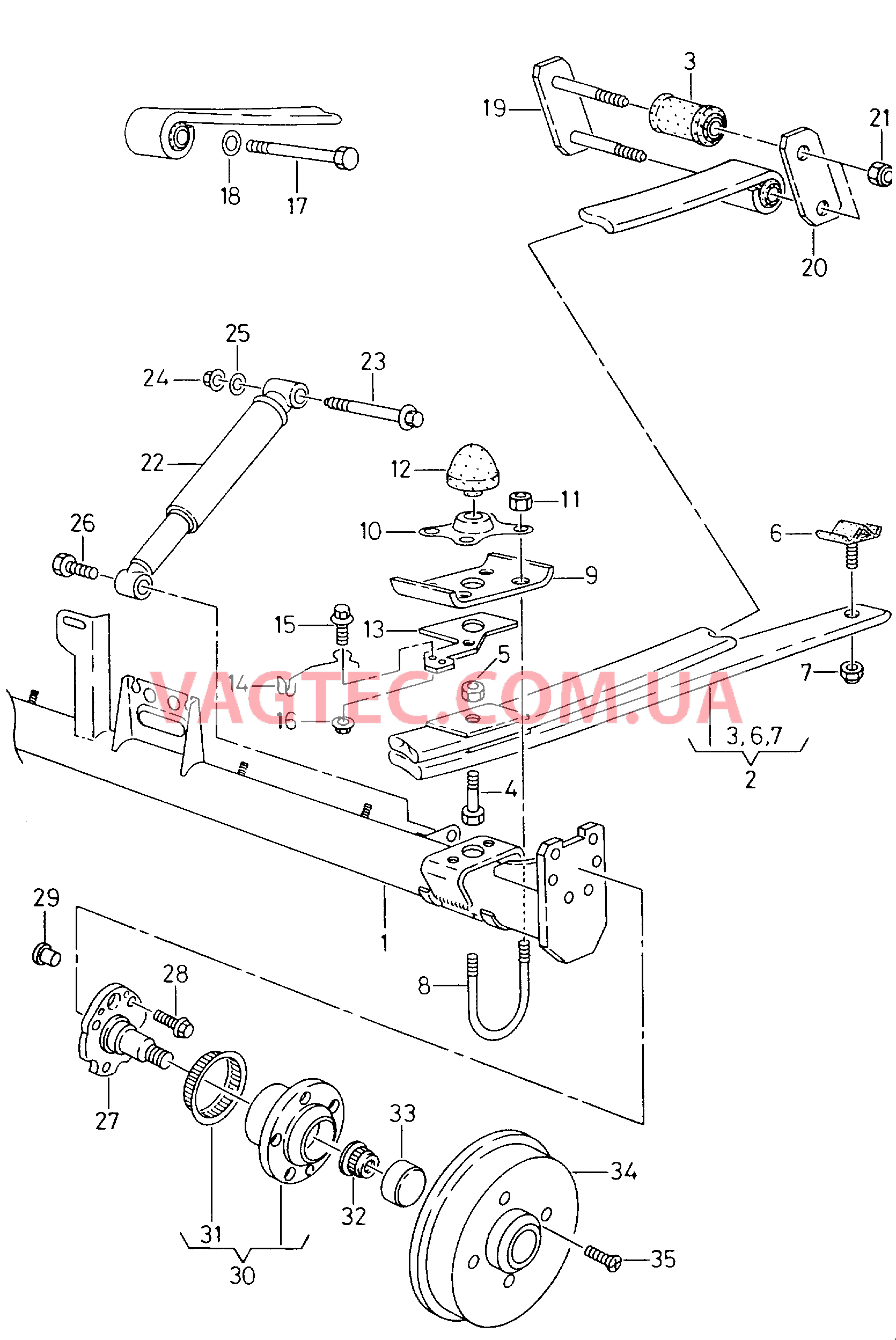 Балка заднего моста с деталями   F 9K-X-023 409>> для SEAT Inca 2000