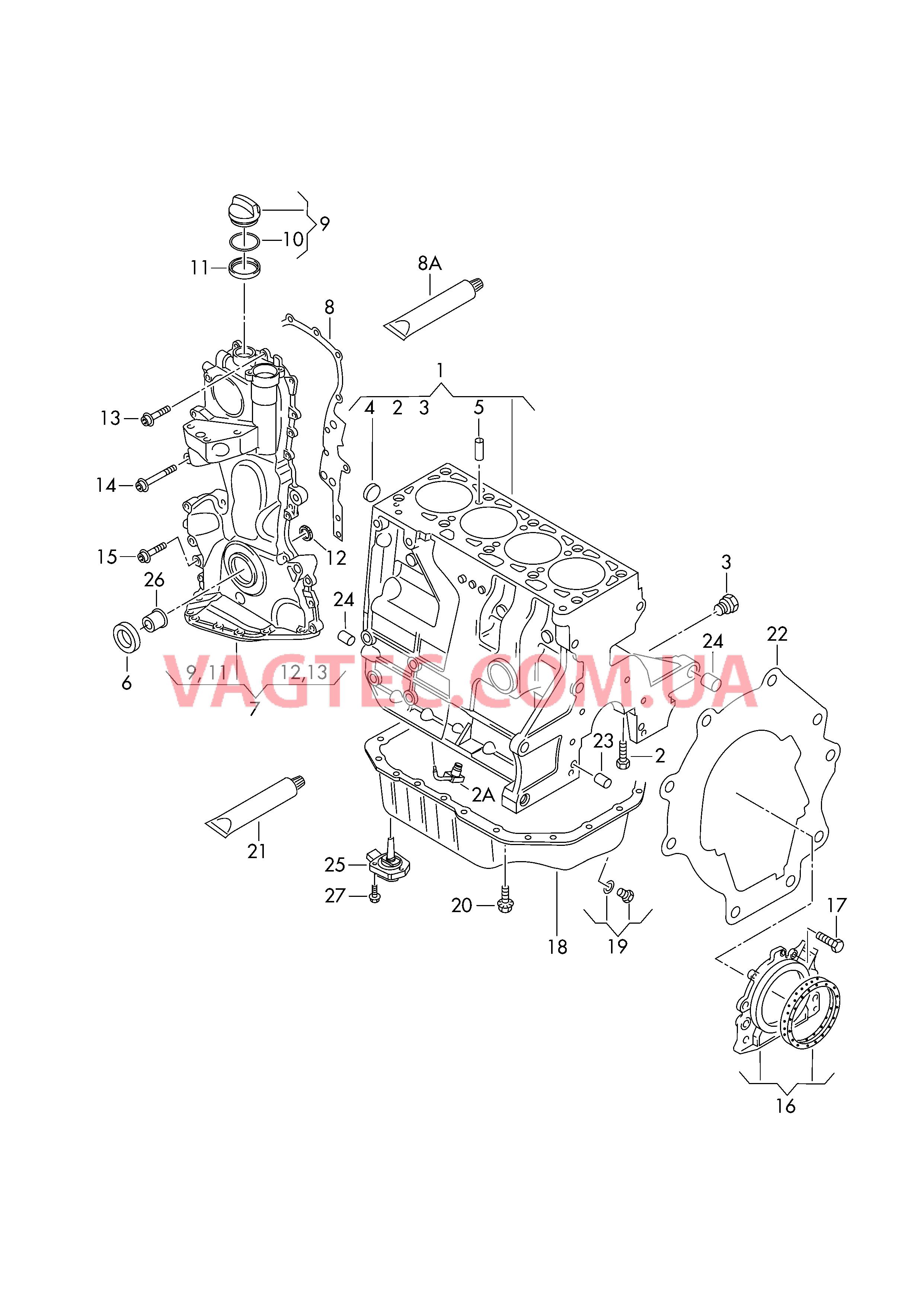 Блок цилиндров Кор. мех-ма измен. фаз газрас. Масляный поддон  для VOLKSWAGEN CC 2017