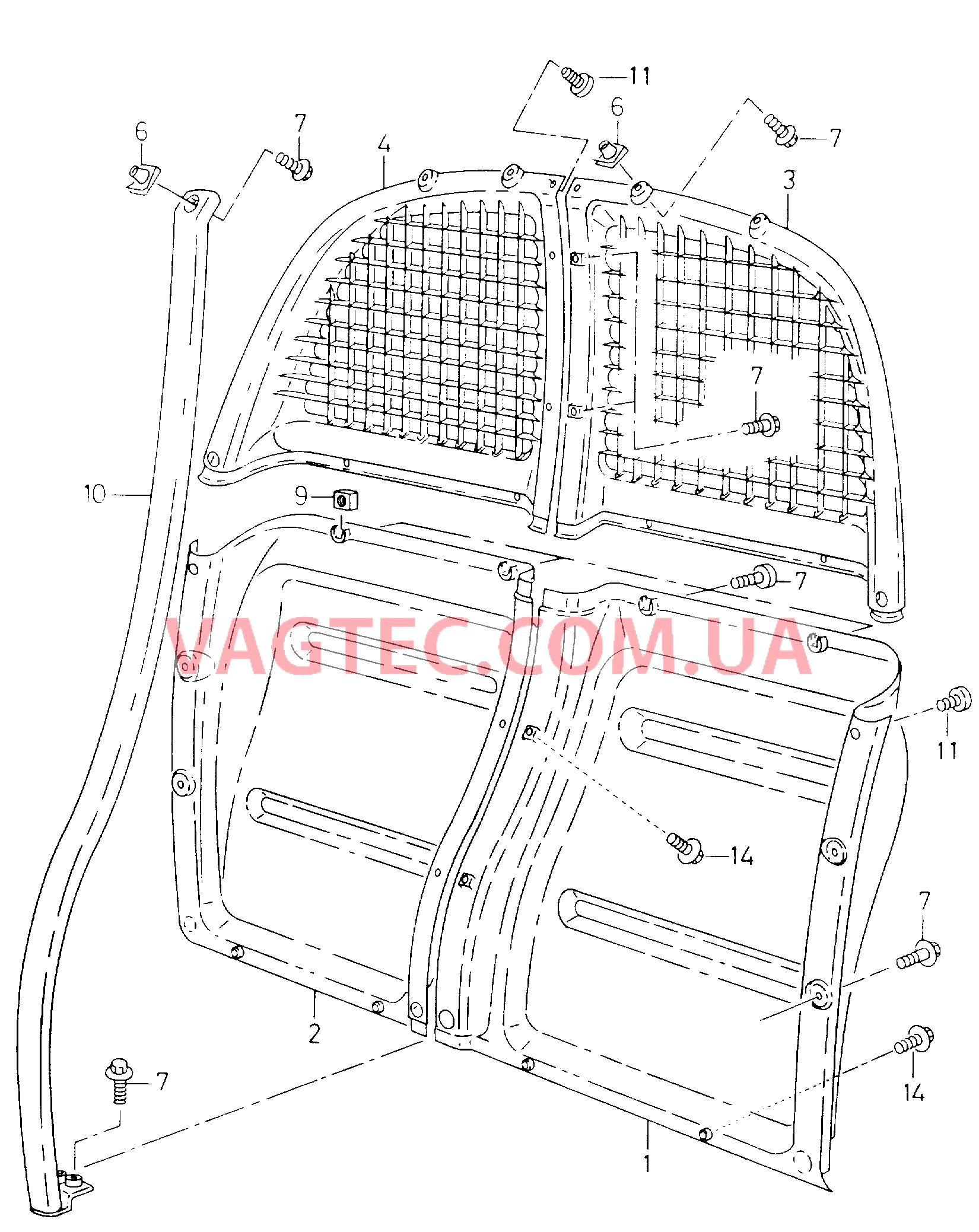 Cтенка задняя Разделительные стенки  для VOLKSWAGEN Caddy 2002