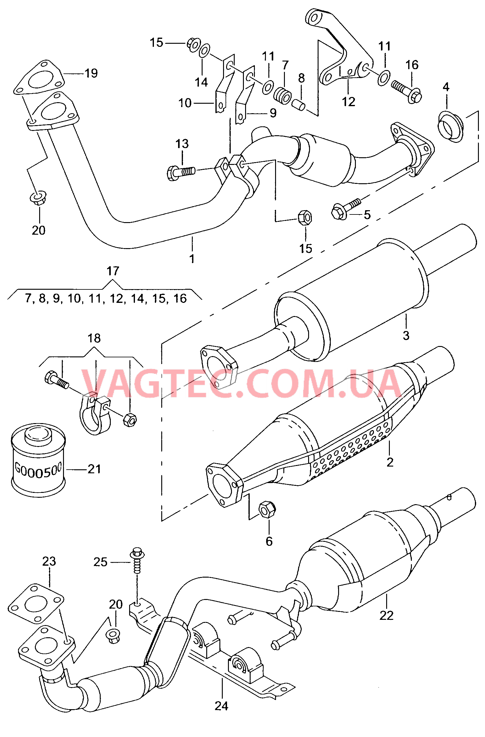 Выпускная труба Нейтрализатор  для VOLKSWAGEN Caddy 2001